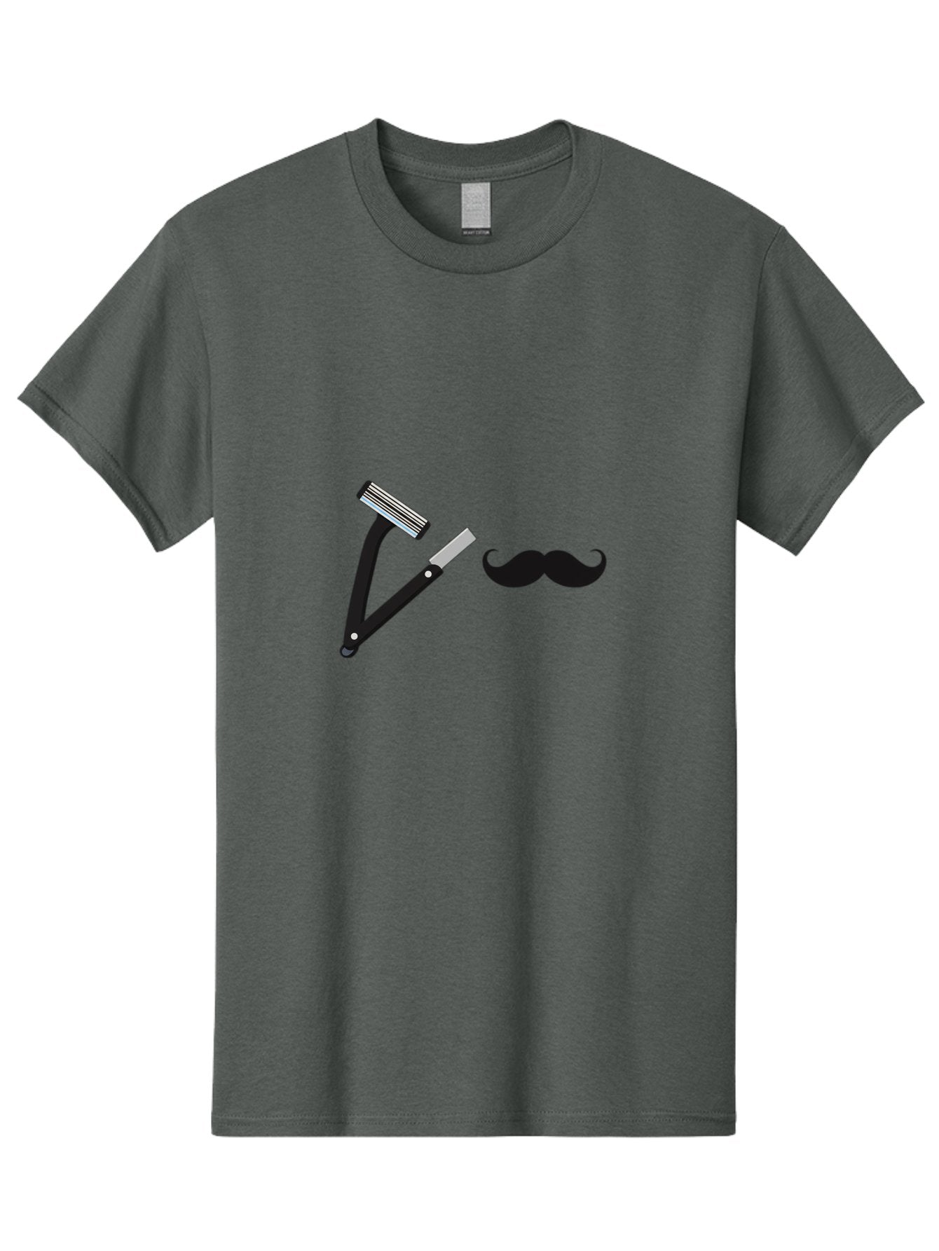 Mustache-Razor Men'S Graphic Tee, 100% Cotton, Comfortable Casual Summer Wear, Machine Washable, Straight Razor, Shaving Tools, Handlebar Mustache, Grooming, Men'S Grooming, Razor Blade, Facial Hair Bad349 7