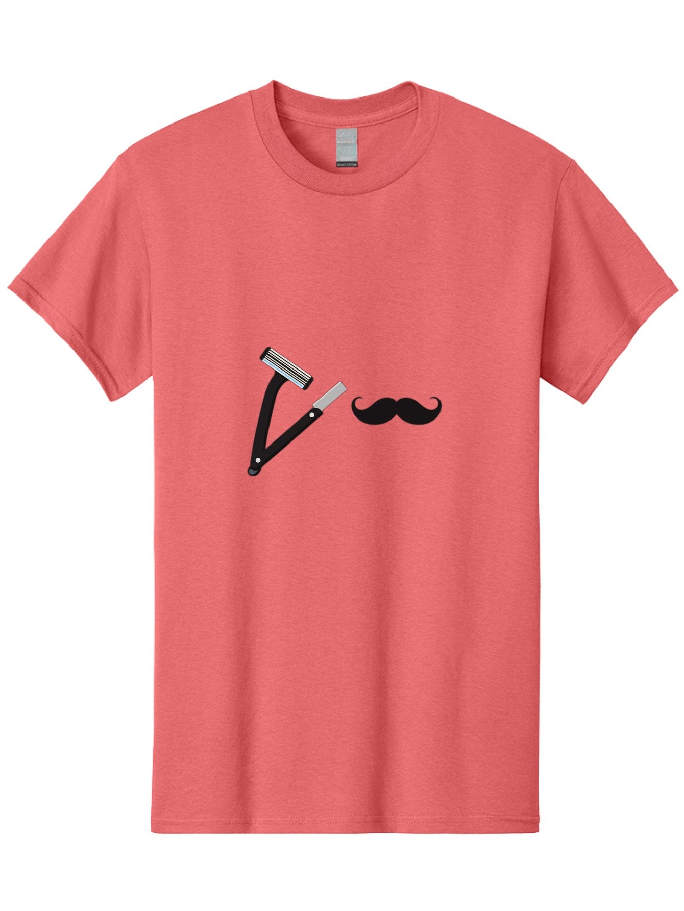 Mustache-Razor Men'S Graphic Tee, 100% Cotton, Comfortable Casual Summer Wear, Machine Washable, Straight Razor, Shaving Tools, Handlebar Mustache, Grooming, Men'S Grooming, Razor Blade, Facial Hair Bad349 3