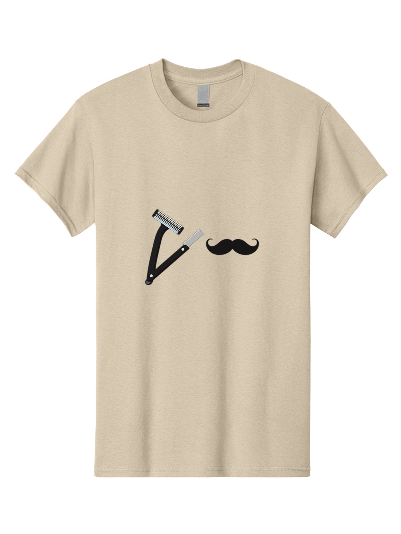 Mustache-Razor Men'S Graphic Tee, 100% Cotton, Comfortable Casual Summer Wear, Machine Washable, Straight Razor, Shaving Tools, Handlebar Mustache, Grooming, Men'S Grooming, Razor Blade, Facial Hair Bad349 6