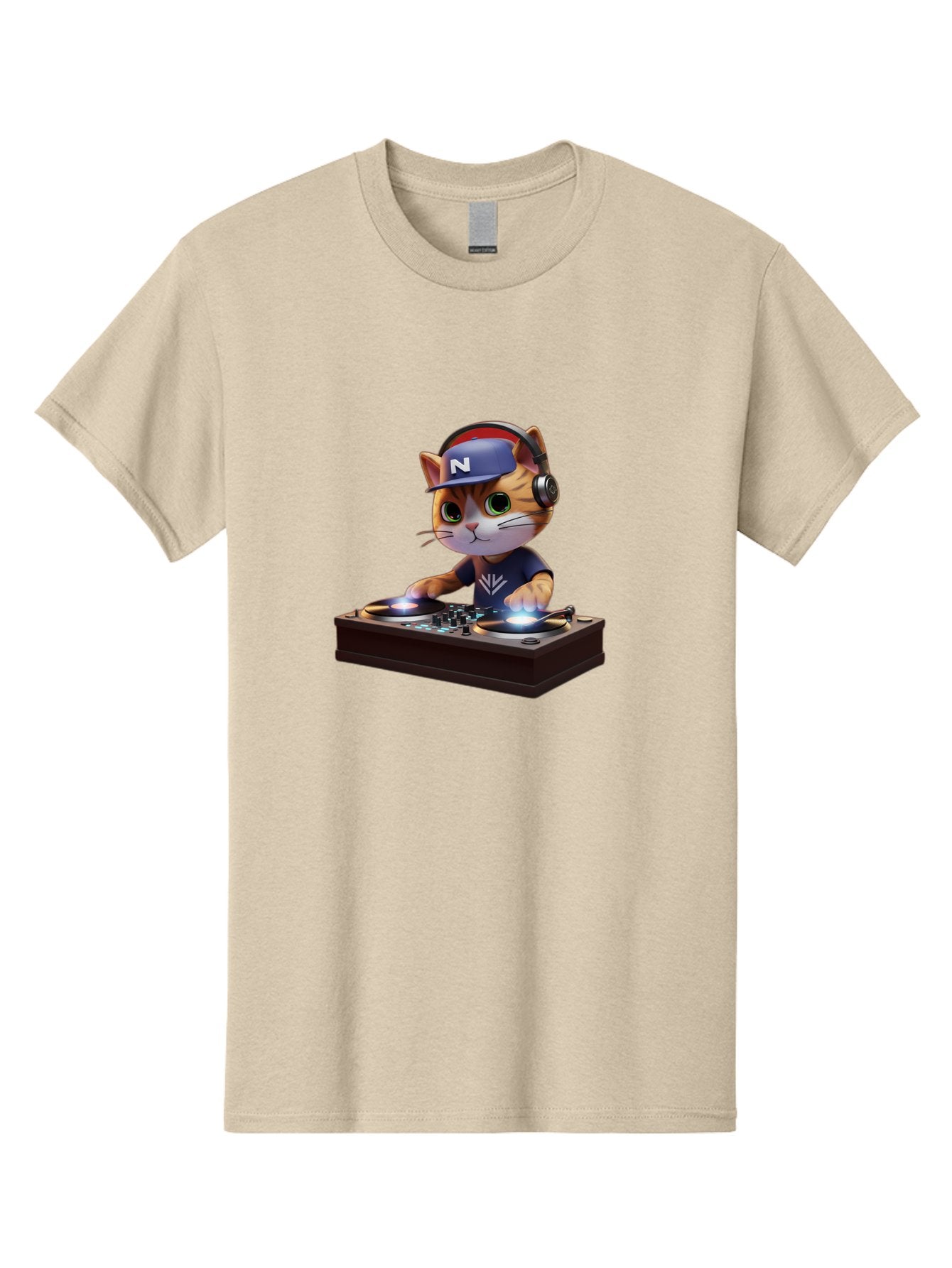 N-Dj-Cat Men'S Graphic Tee, 100% Cotton, Comfortable Casual Summer Wear, Machine Washable, Dj Cat, Cat Wearing Headphones, Mixing Music, Cat Djing, Electronic Dance Music, Edm, Cat In Hat, Dj Controller, Music Production, Fun, Trendy Bad351 14