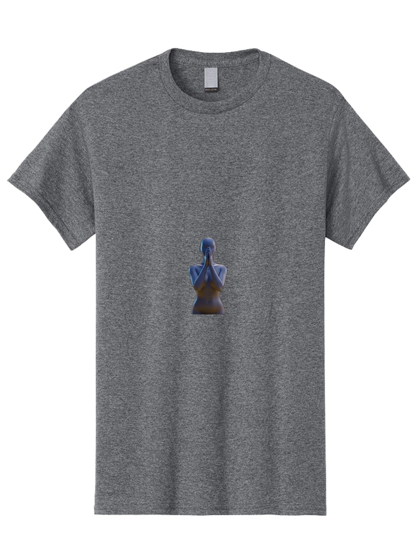 Namaste-Statue Men'S Graphic Tee, 100% Cotton, Comfortable Casual Summer Wear, Machine Washable, Mannequin Statue, Praying Pose, Hands Together, Minimalist Design, Gray Tone, Calm Atmosphere, Modern Art, Stillness, Contemplation Bad354 5