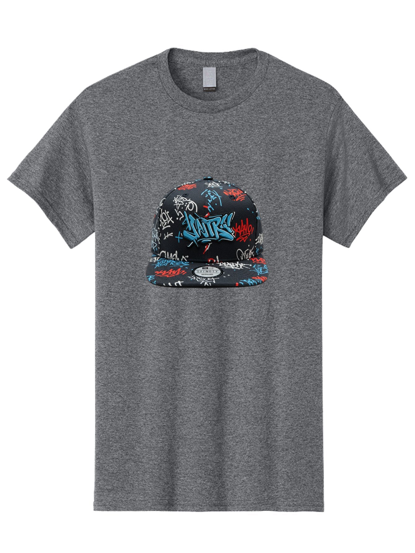 Natre-Baseball-Cap Men'S Graphic Tee, 100% Cotton, Comfortable Casual Summer Wear, Machine Washable, Graffiti Hat, Streetwear Fashion, Urban Style, Custom Hat, Baseball Cap, New Era 59Fifty, Natre Logo, Blue Red White Graffiti, Bad355 3