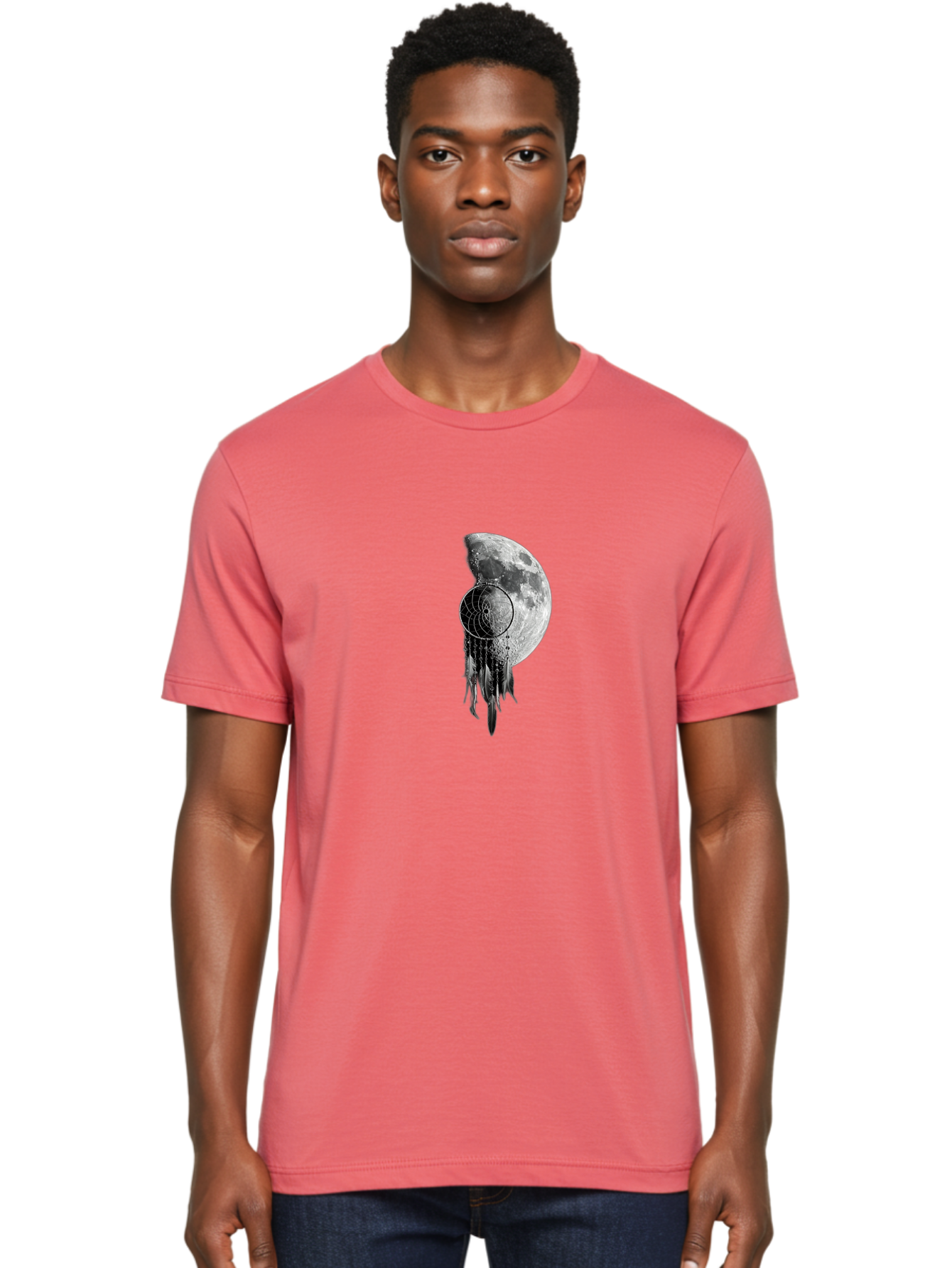 Nautilus-Moon Men'S Graphic Tee, 100% Cotton, Comfortable Casual Summer Wear, Machine Washable, Jellyfish, Moon, Lunar Cycle, Ocean Creatures, Surreal Art, Mystical Imagery, Ethereal Atmosphere, Abstract Design, Monochrome Illustration Bad356 30