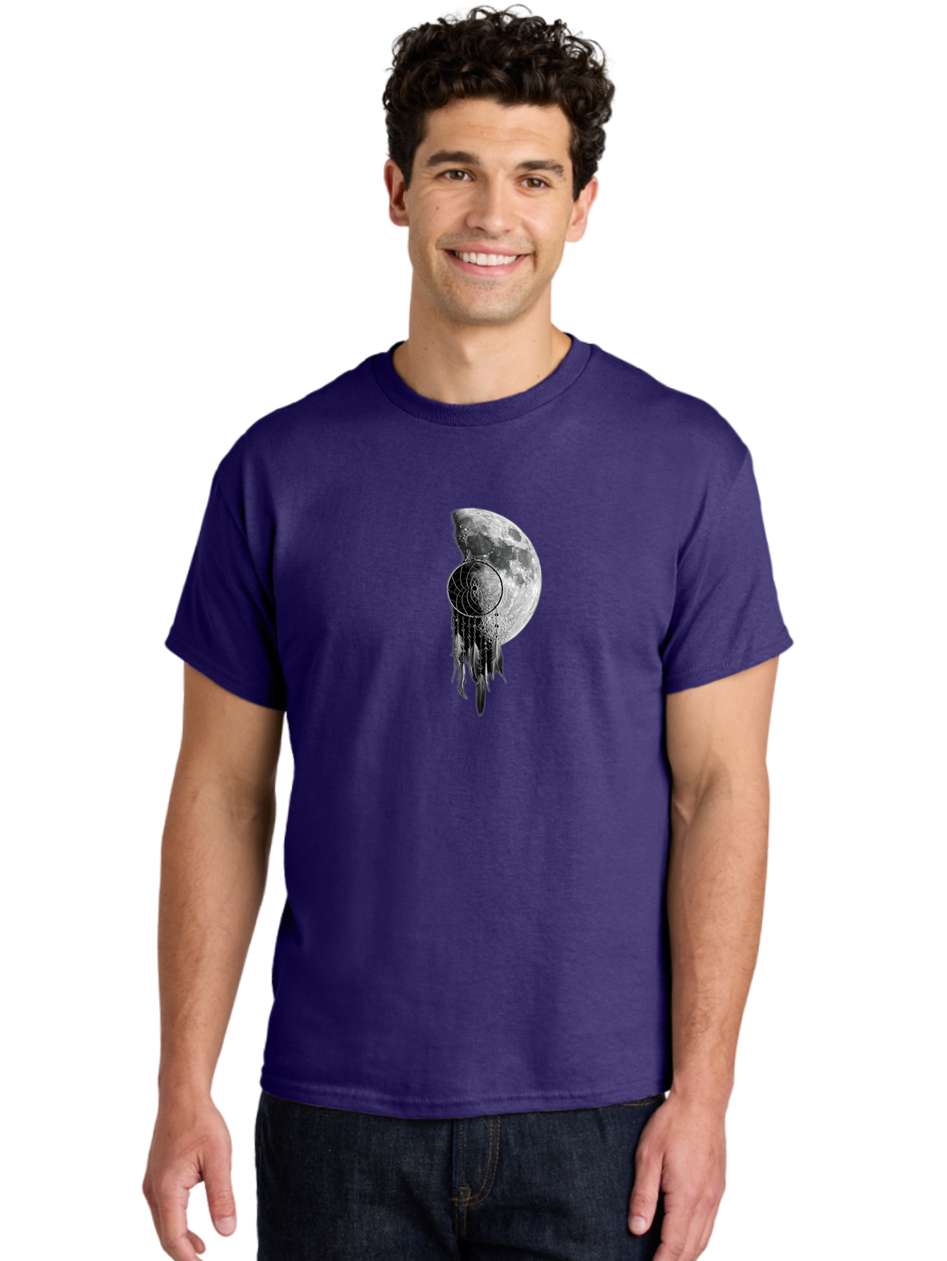 Nautilus-Moon Men'S Graphic Tee, 100% Cotton, Comfortable Casual Summer Wear, Machine Washable, Jellyfish, Moon, Lunar Cycle, Ocean Creatures, Surreal Art, Mystical Imagery, Ethereal Atmosphere, Abstract Design, Monochrome Illustration Bad356 29