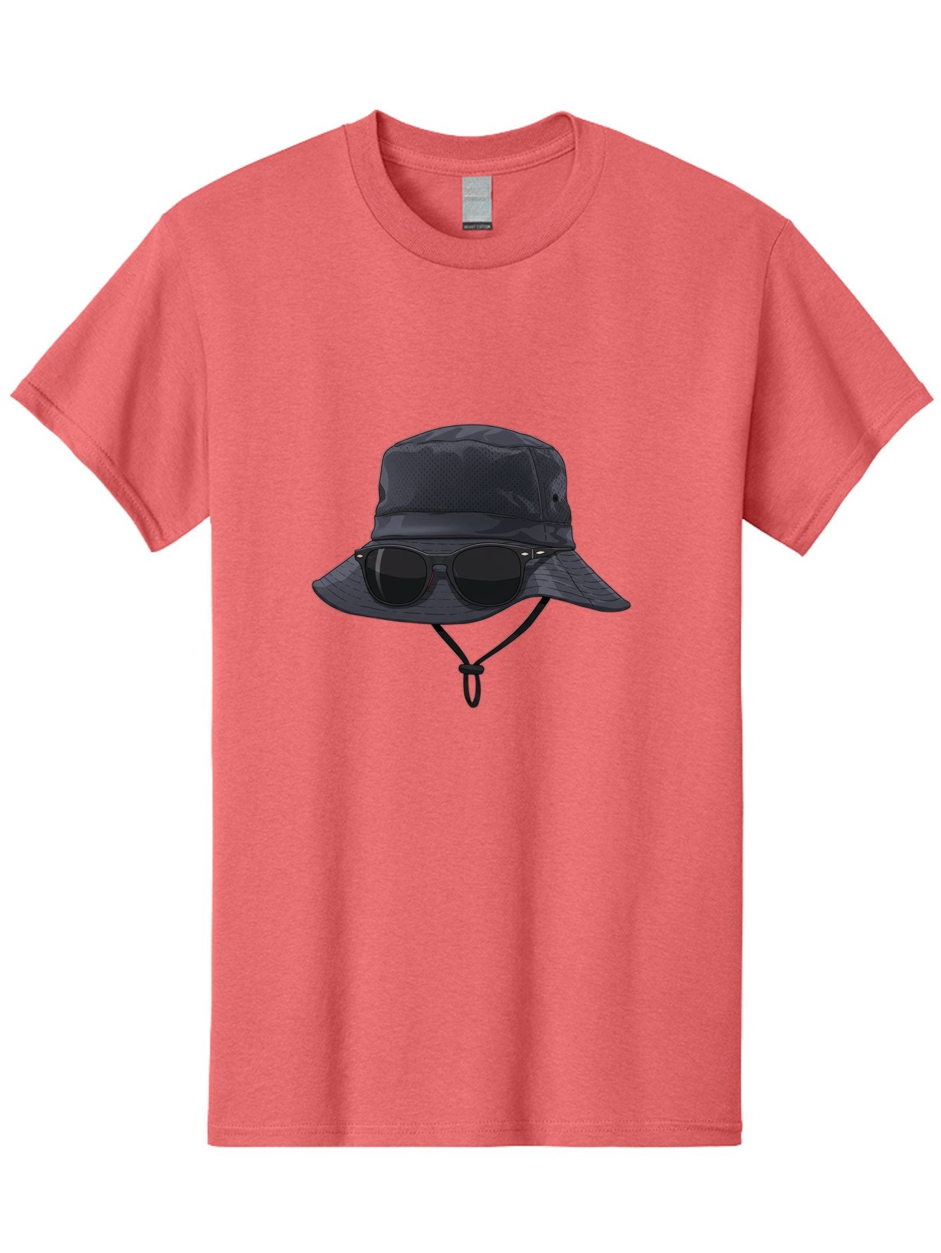 Navy-Blue-Hat-With-Sunglasses Men'S Graphic Tee, 100% Cotton, Comfortable Casual Summer Wear, Machine Washable, Bucket Hat, Black Sunglasses, Outdoor Fashion, Sun Protection, Stylish Accessories, Trendy Apparel, Travel Gear, Outdoor Enthusiast Bad357 7