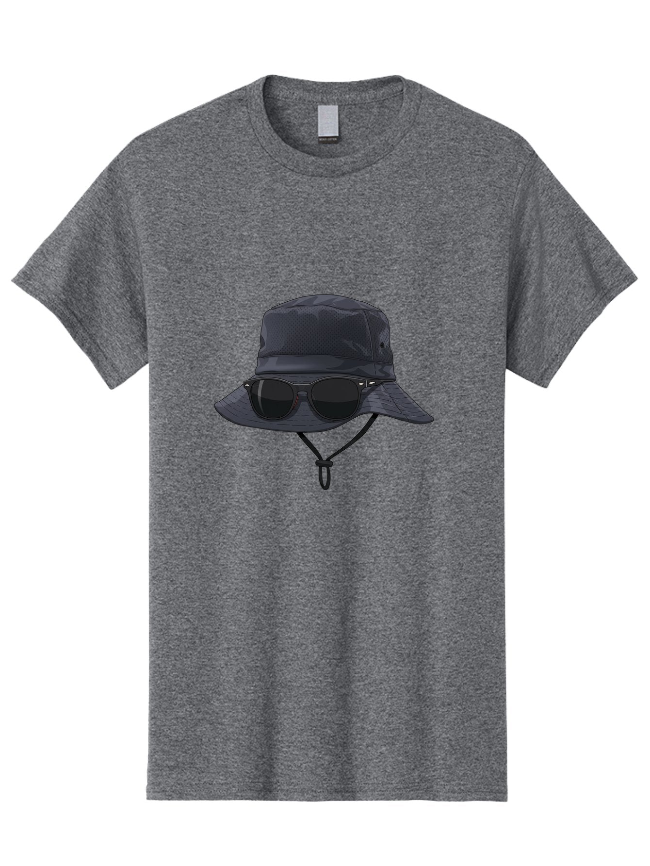 Navy-Blue-Hat-With-Sunglasses Men'S Graphic Tee, 100% Cotton, Comfortable Casual Summer Wear, Machine Washable, Bucket Hat, Black Sunglasses, Outdoor Fashion, Sun Protection, Stylish Accessories, Trendy Apparel, Travel Gear, Outdoor Enthusiast Bad357 13
