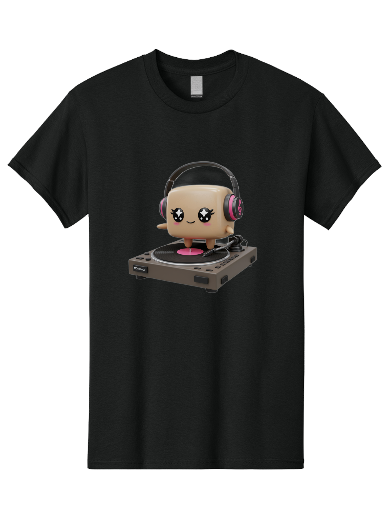 Nendoroid-Dj Men'S Graphic Tee, 100% Cotton, Comfortable Casual Summer Wear, Machine Washable, Vinyl Record Player, Kawaii Character, Robot Dj, Morikoki Brand, Cute Illustration, Pop Culture, Music Lover, Dj Equipment, Retro Style, Fun Design Bad359 9