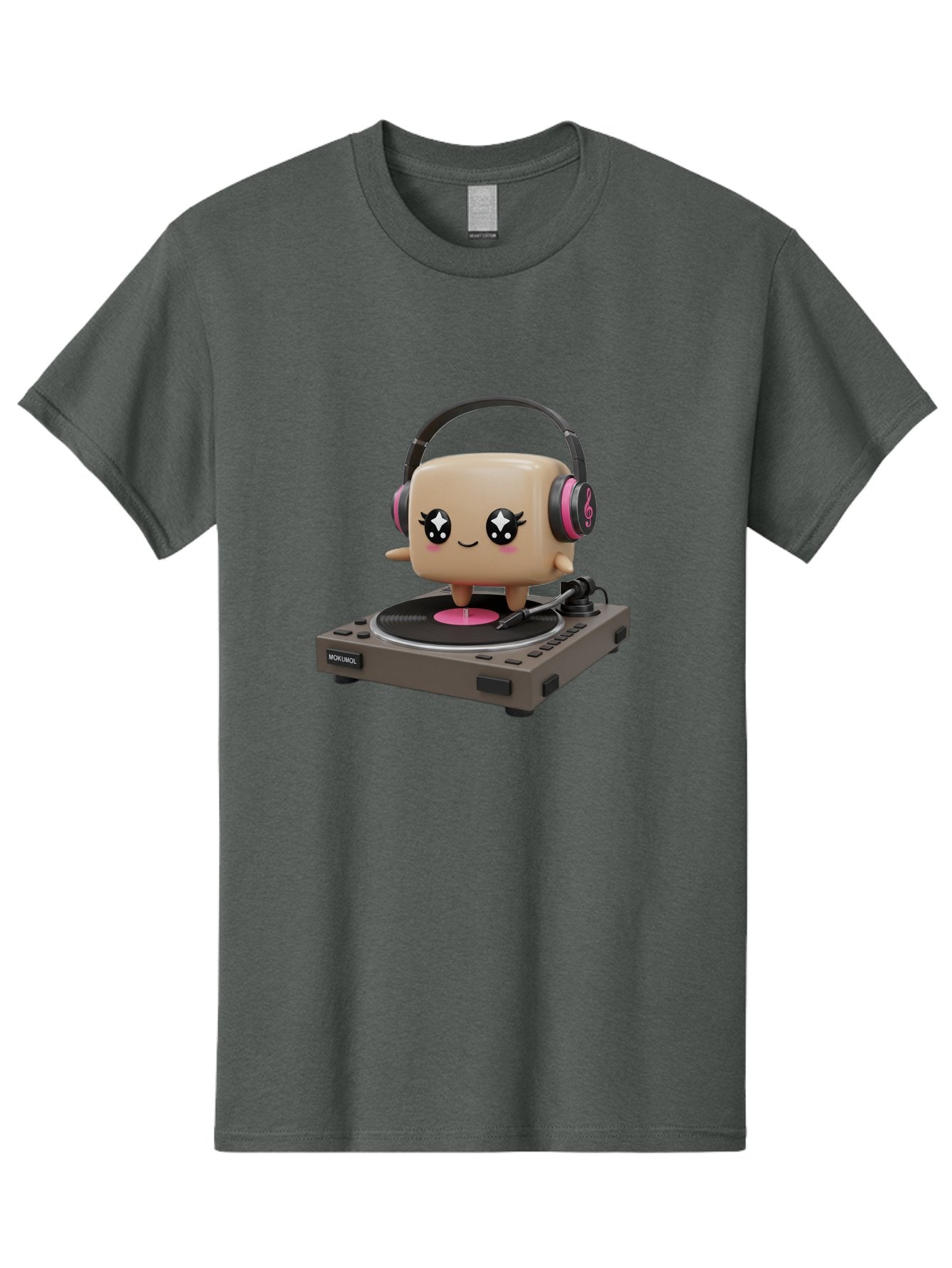 Nendoroid-Dj Men'S Graphic Tee, 100% Cotton, Comfortable Casual Summer Wear, Machine Washable, Vinyl Record Player, Kawaii Character, Robot Dj, Morikoki Brand, Cute Illustration, Pop Culture, Music Lover, Dj Equipment, Retro Style, Fun Design Bad359 4