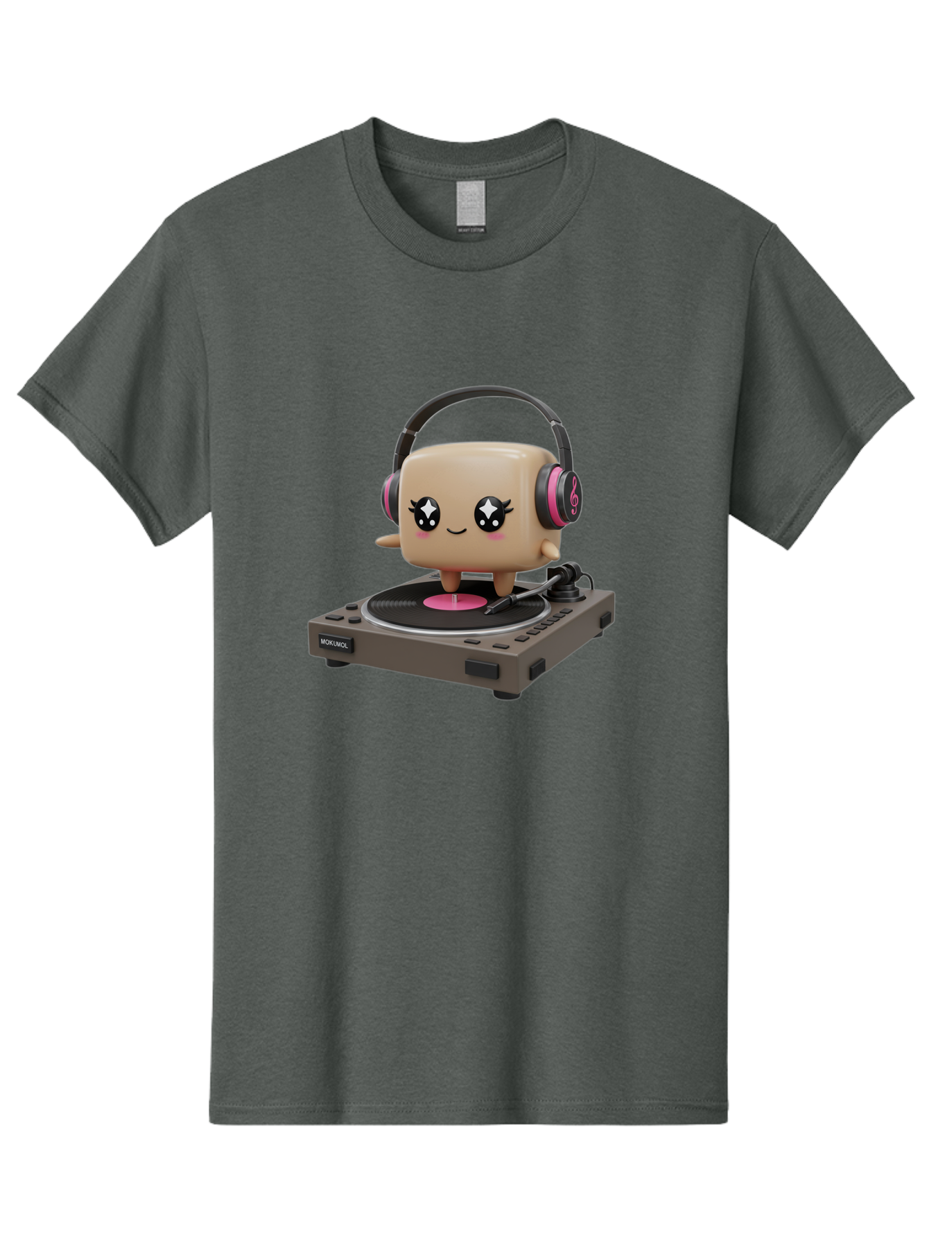 Nendoroid-Dj Men'S Graphic Tee, 100% Cotton, Comfortable Casual Summer Wear, Machine Washable, Vinyl Record Player, Kawaii Character, Robot Dj, Morikoki Brand, Cute Illustration, Pop Culture, Music Lover, Dj Equipment, Retro Style, Fun Design Bad359 12