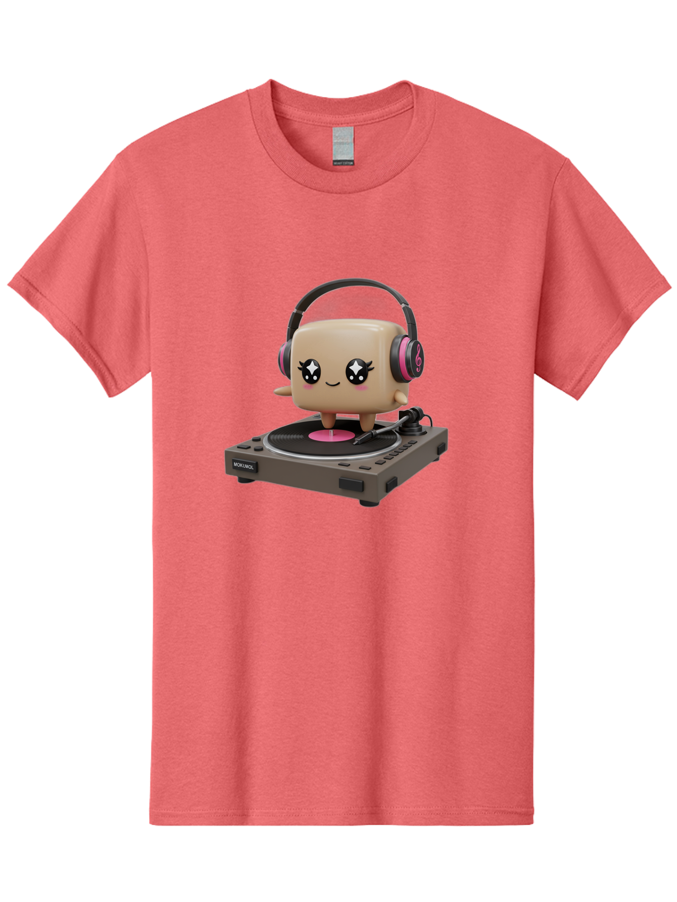 Nendoroid-Dj Men'S Graphic Tee, 100% Cotton, Comfortable Casual Summer Wear, Machine Washable, Vinyl Record Player, Kawaii Character, Robot Dj, Morikoki Brand, Cute Illustration, Pop Culture, Music Lover, Dj Equipment, Retro Style, Fun Design Bad359 14