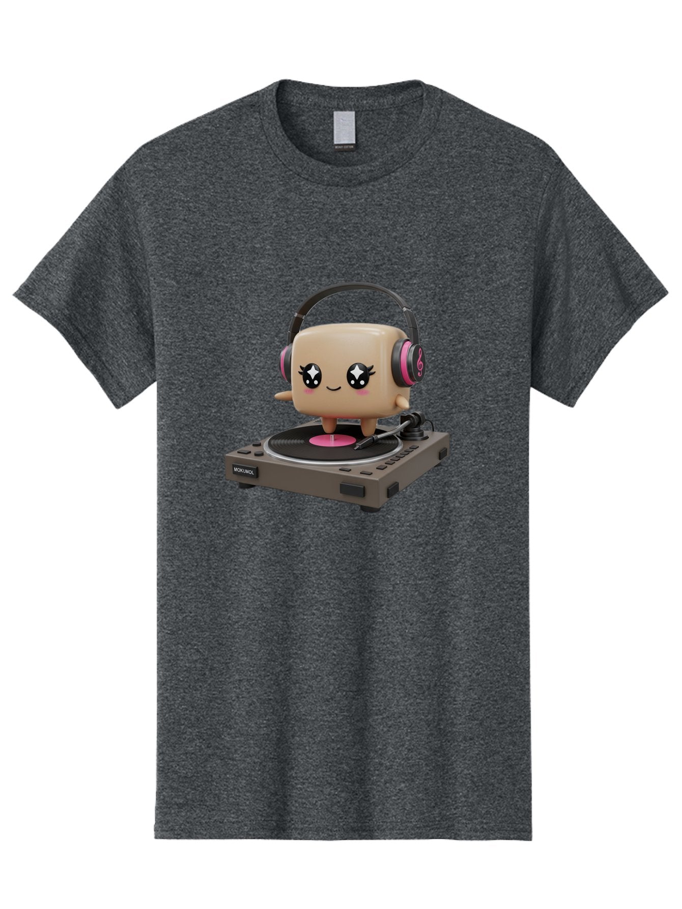 Nendoroid-Dj Men'S Graphic Tee, 100% Cotton, Comfortable Casual Summer Wear, Machine Washable, Vinyl Record Player, Kawaii Character, Robot Dj, Morikoki Brand, Cute Illustration, Pop Culture, Music Lover, Dj Equipment, Retro Style, Fun Design Bad359 5