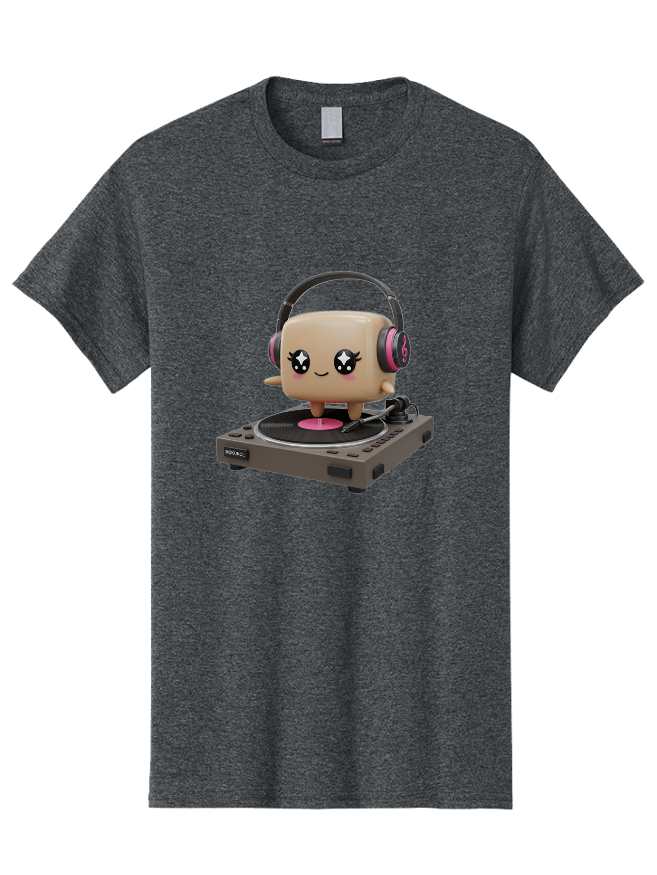 Nendoroid-Dj Men'S Graphic Tee, 100% Cotton, Comfortable Casual Summer Wear, Machine Washable, Vinyl Record Player, Kawaii Character, Robot Dj, Morikoki Brand, Cute Illustration, Pop Culture, Music Lover, Dj Equipment, Retro Style, Fun Design Bad359 8