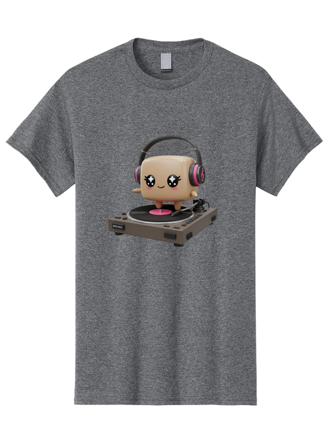 Nendoroid-Dj Men'S Graphic Tee, 100% Cotton, Comfortable Casual Summer Wear, Machine Washable, Vinyl Record Player, Kawaii Character, Robot Dj, Morikoki Brand, Cute Illustration, Pop Culture, Music Lover, Dj Equipment, Retro Style, Fun Design Bad359 7