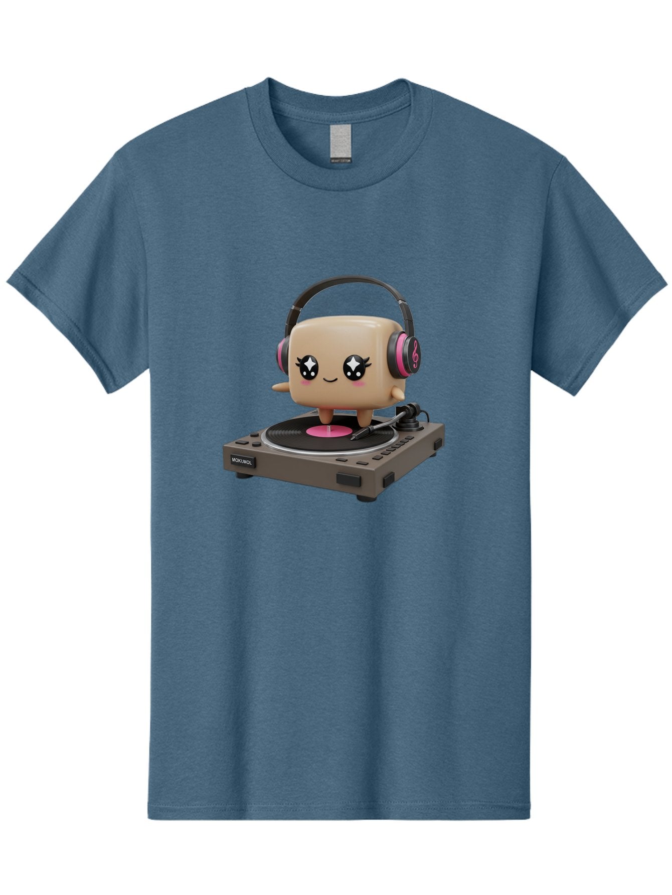 Nendoroid-Dj Men'S Graphic Tee, 100% Cotton, Comfortable Casual Summer Wear, Machine Washable, Vinyl Record Player, Kawaii Character, Robot Dj, Morikoki Brand, Cute Illustration, Pop Culture, Music Lover, Dj Equipment, Retro Style, Fun Design Bad359 15