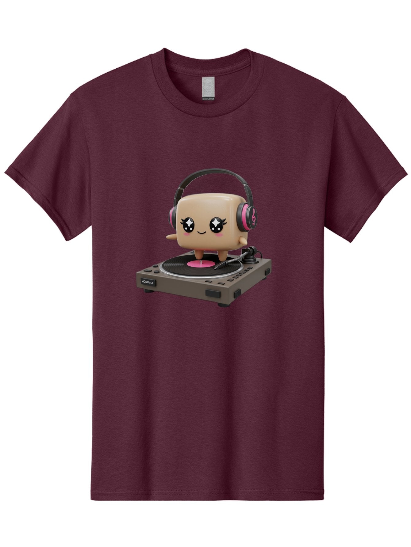 Nendoroid-Dj Men'S Graphic Tee, 100% Cotton, Comfortable Casual Summer Wear, Machine Washable, Vinyl Record Player, Kawaii Character, Robot Dj, Morikoki Brand, Cute Illustration, Pop Culture, Music Lover, Dj Equipment, Retro Style, Fun Design Bad359 9