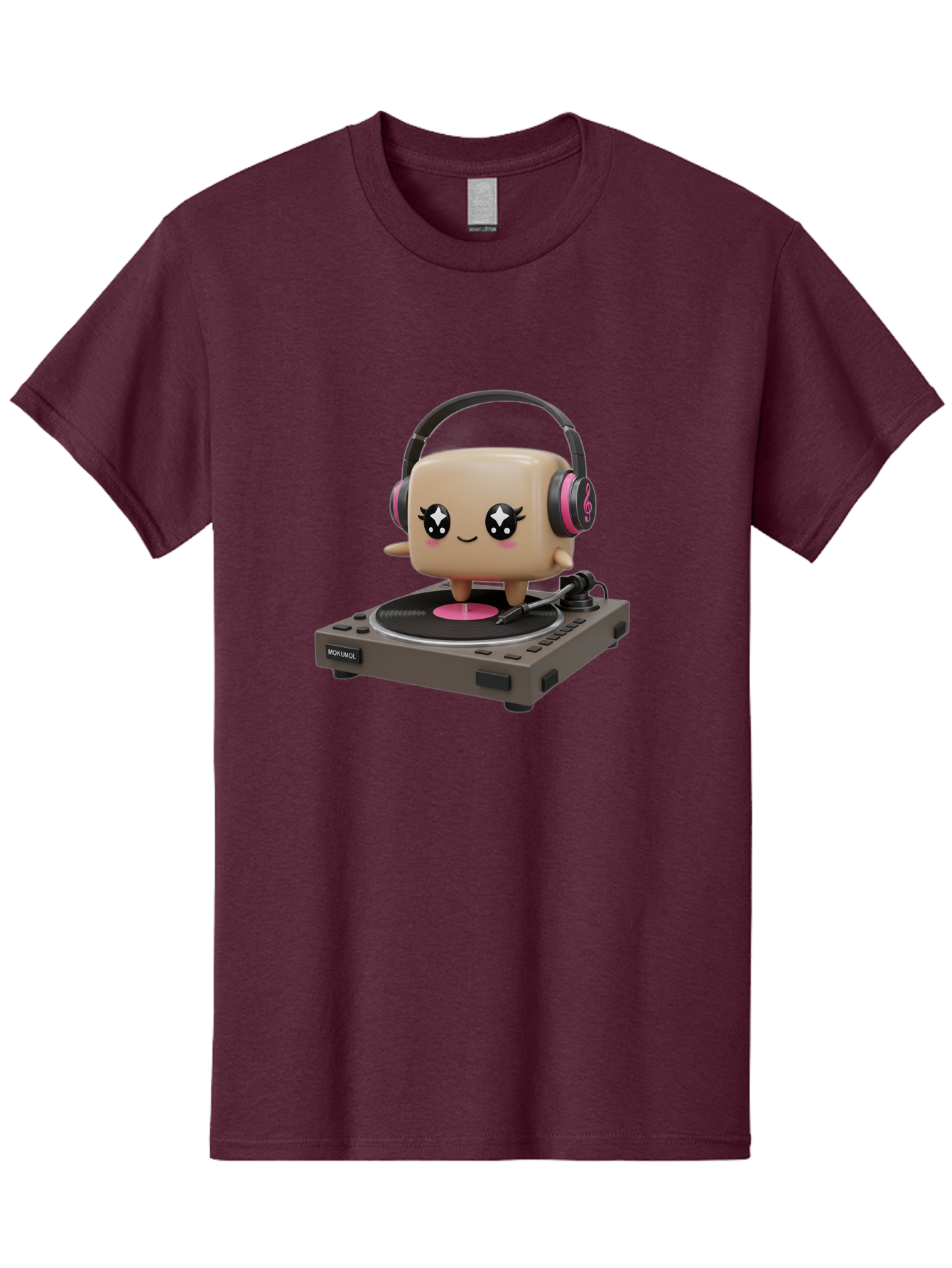 Nendoroid-Dj Men'S Graphic Tee, 100% Cotton, Comfortable Casual Summer Wear, Machine Washable, Vinyl Record Player, Kawaii Character, Robot Dj, Morikoki Brand, Cute Illustration, Pop Culture, Music Lover, Dj Equipment, Retro Style, Fun Design Bad359 5