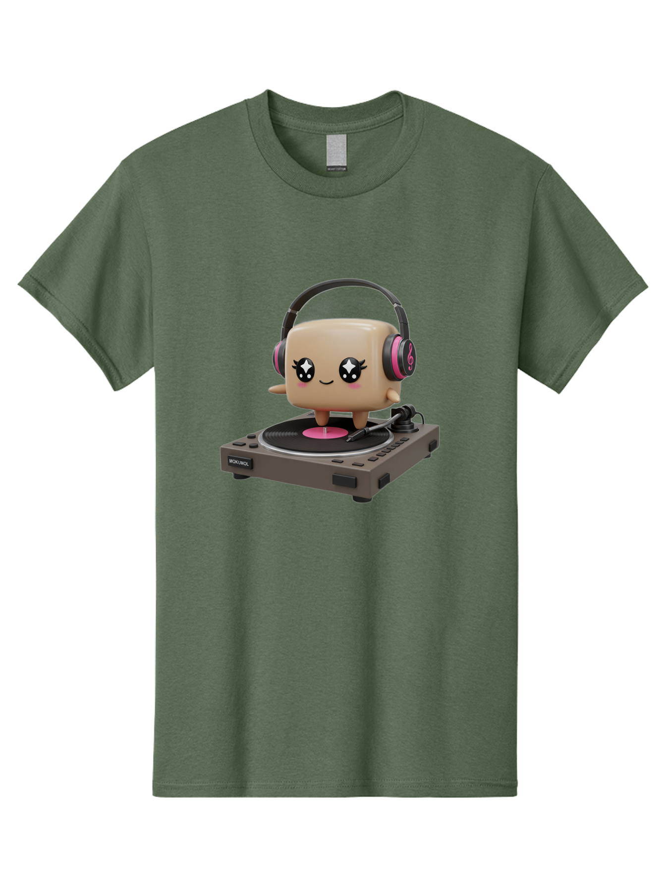 Nendoroid-Dj Men'S Graphic Tee, 100% Cotton, Comfortable Casual Summer Wear, Machine Washable, Vinyl Record Player, Kawaii Character, Robot Dj, Morikoki Brand, Cute Illustration, Pop Culture, Music Lover, Dj Equipment, Retro Style, Fun Design Bad359 10