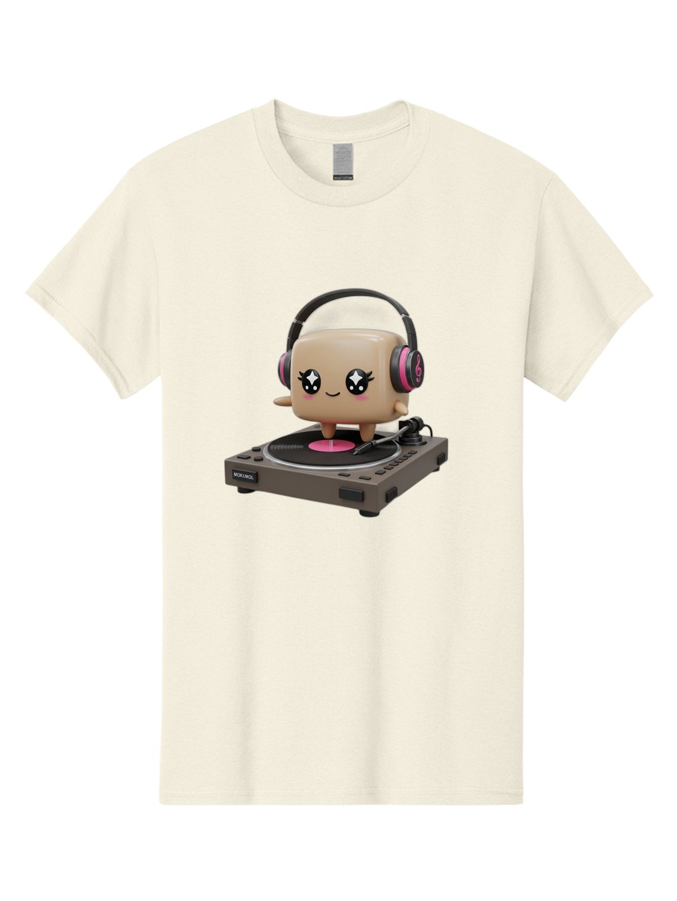 Nendoroid-Dj Men'S Graphic Tee, 100% Cotton, Comfortable Casual Summer Wear, Machine Washable, Vinyl Record Player, Kawaii Character, Robot Dj, Morikoki Brand, Cute Illustration, Pop Culture, Music Lover, Dj Equipment, Retro Style, Fun Design Bad359 11