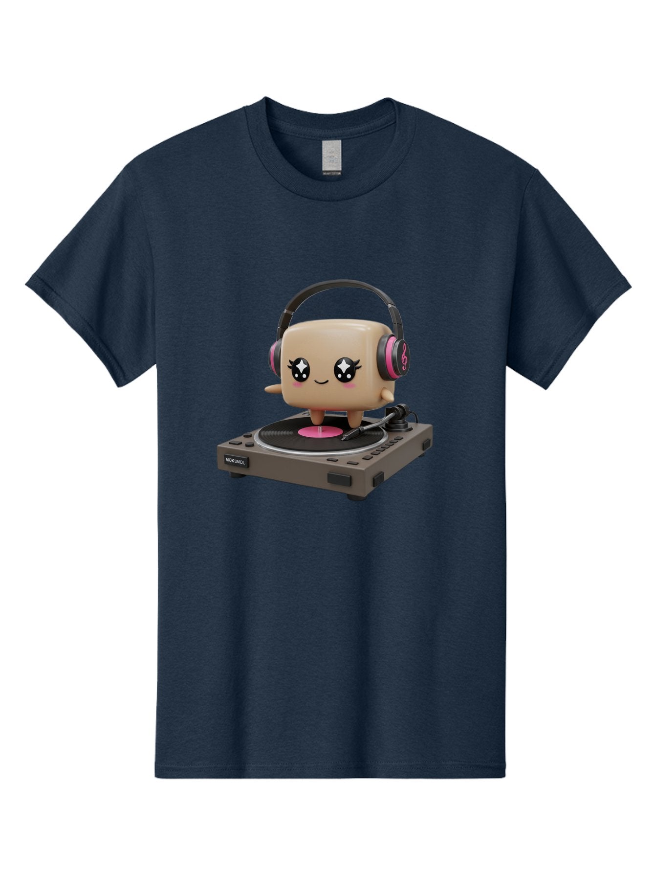 Nendoroid-Dj Men'S Graphic Tee, 100% Cotton, Comfortable Casual Summer Wear, Machine Washable, Vinyl Record Player, Kawaii Character, Robot Dj, Morikoki Brand, Cute Illustration, Pop Culture, Music Lover, Dj Equipment, Retro Style, Fun Design Bad359 8