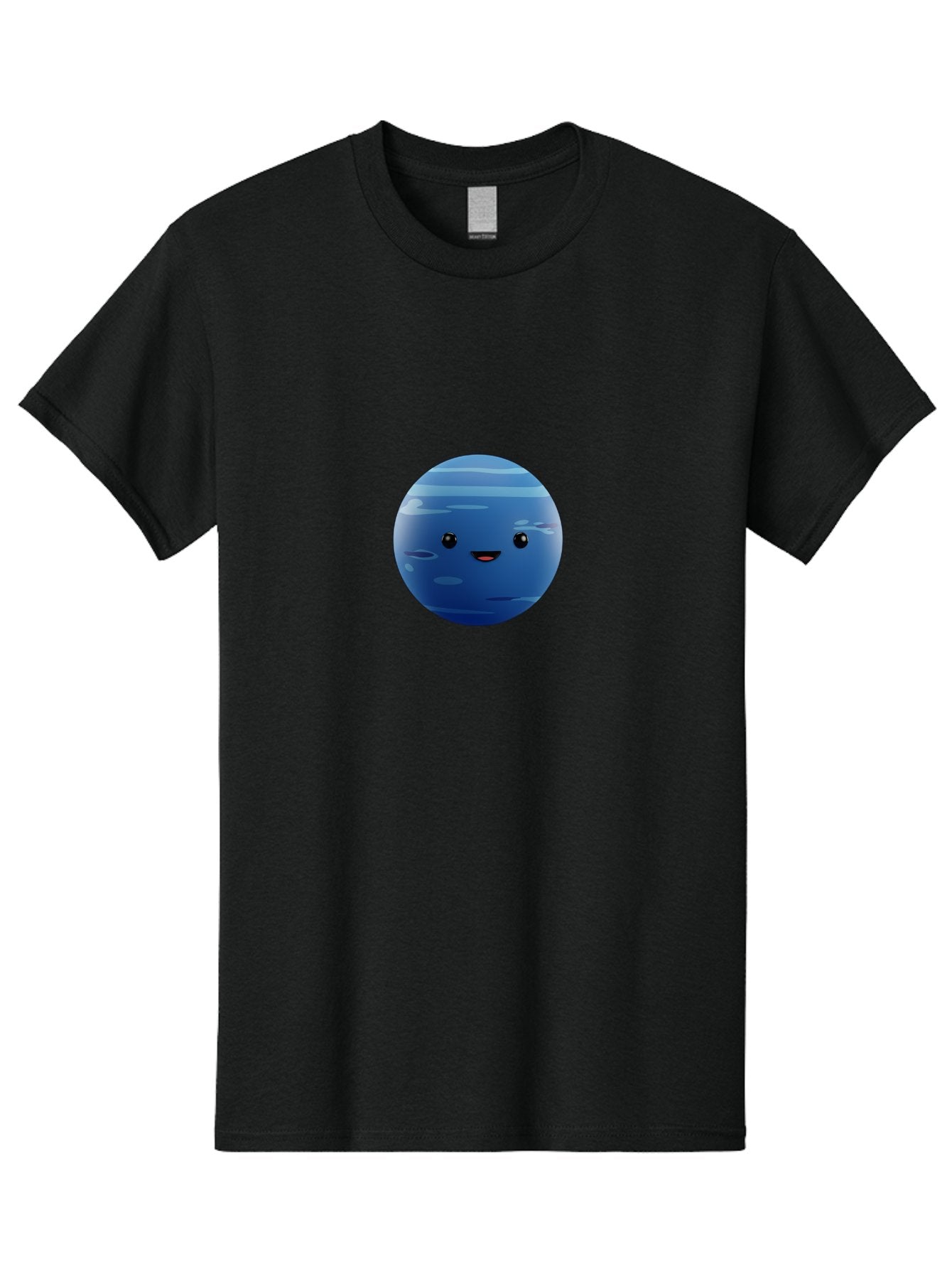 Neptune Men'S Graphic Tee, 100% Cotton, Comfortable Casual Summer Wear, Machine Washable, Cartoon Neptune, Smiling Planet, Blue Planet, Gas Giant, Solar System, Cartoon Character, Astronomy, Space Bad362 10