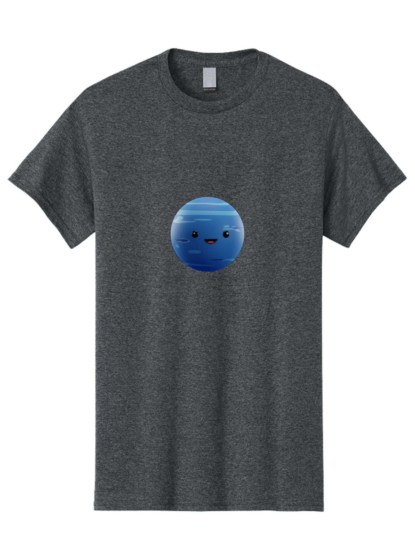 Neptune Men'S Graphic Tee, 100% Cotton, Comfortable Casual Summer Wear, Machine Washable, Cartoon Neptune, Smiling Planet, Blue Planet, Gas Giant, Solar System, Cartoon Character, Astronomy, Space Bad362