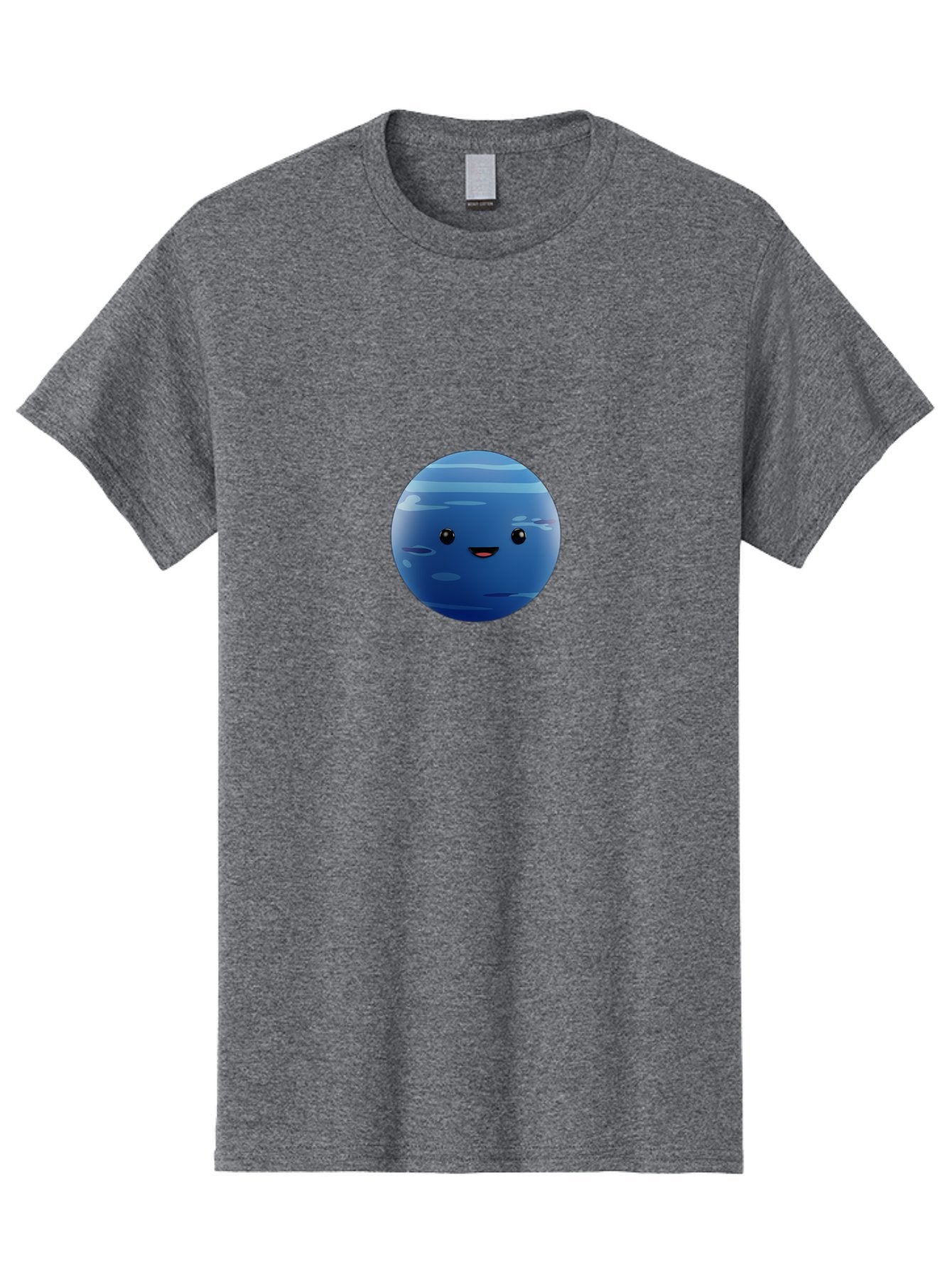 Neptune Men'S Graphic Tee, 100% Cotton, Comfortable Casual Summer Wear, Machine Washable, Cartoon Neptune, Smiling Planet, Blue Planet, Gas Giant, Solar System, Cartoon Character, Astronomy, Space Bad362