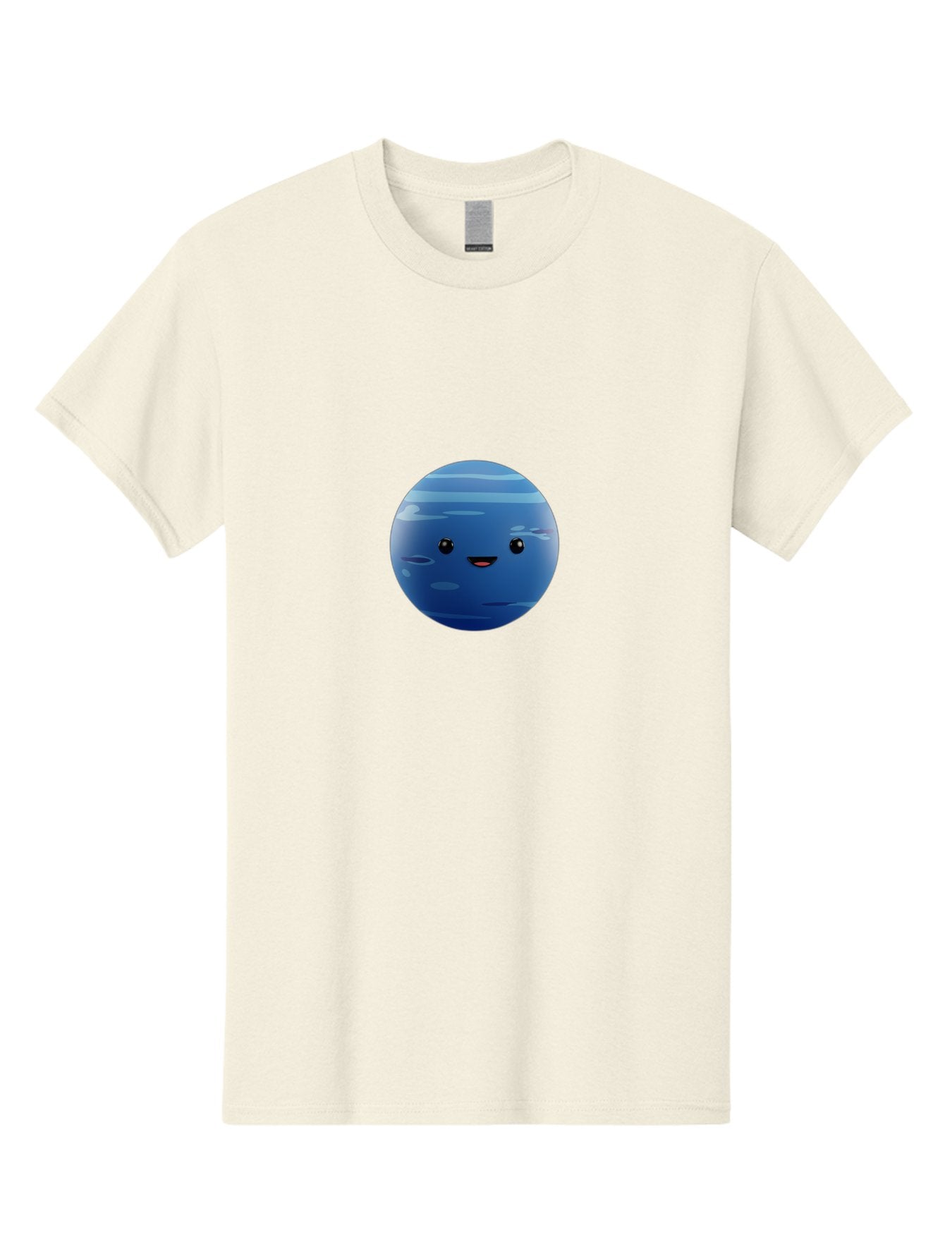 Neptune Men'S Graphic Tee, 100% Cotton, Comfortable Casual Summer Wear, Machine Washable, Cartoon Neptune, Smiling Planet, Blue Planet, Gas Giant, Solar System, Cartoon Character, Astronomy, Space Bad362 5