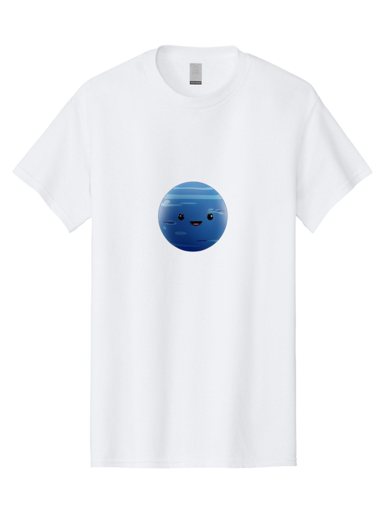 Neptune Men'S Graphic Tee, 100% Cotton, Comfortable Casual Summer Wear, Machine Washable, Cartoon Neptune, Smiling Planet, Blue Planet, Gas Giant, Solar System, Cartoon Character, Astronomy, Space Bad362 7