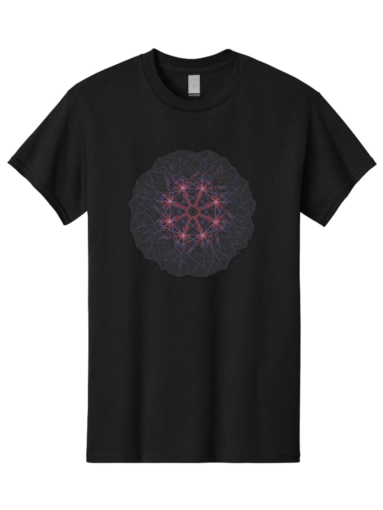 Network-Cluster Men'S Graphic Tee, 100% Cotton, Comfortable Casual Summer Wear, Machine Washable, Complex Network, Interconnected Nodes, Red And Blue Lines, Futuristic Design, Abstract Pattern, Web-Like Structure, Technological Innovation, Bad363 5