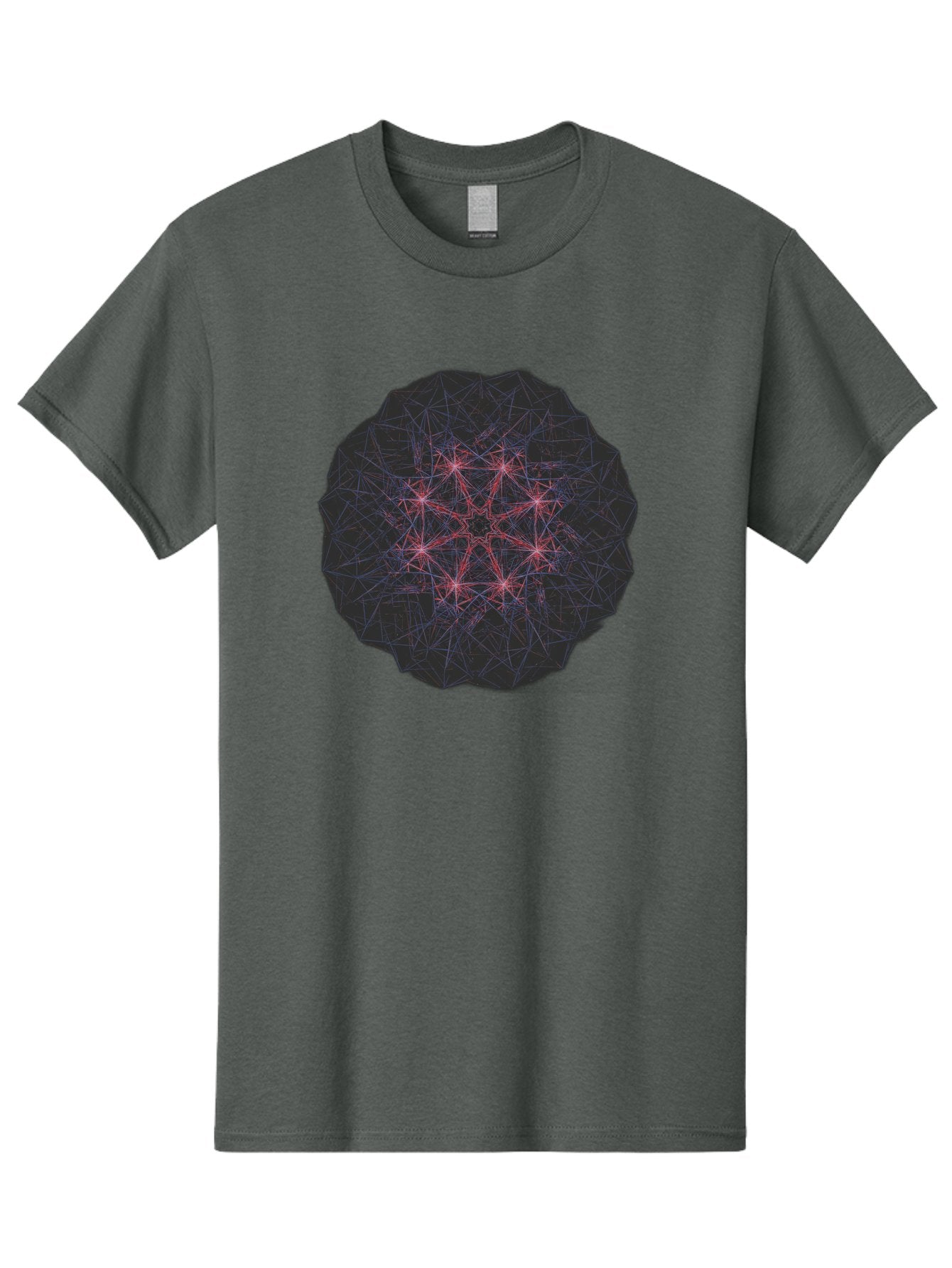 Network-Cluster Men'S Graphic Tee, 100% Cotton, Comfortable Casual Summer Wear, Machine Washable, Complex Network, Interconnected Nodes, Red And Blue Lines, Futuristic Design, Abstract Pattern, Web-Like Structure, Technological Innovation, Bad363