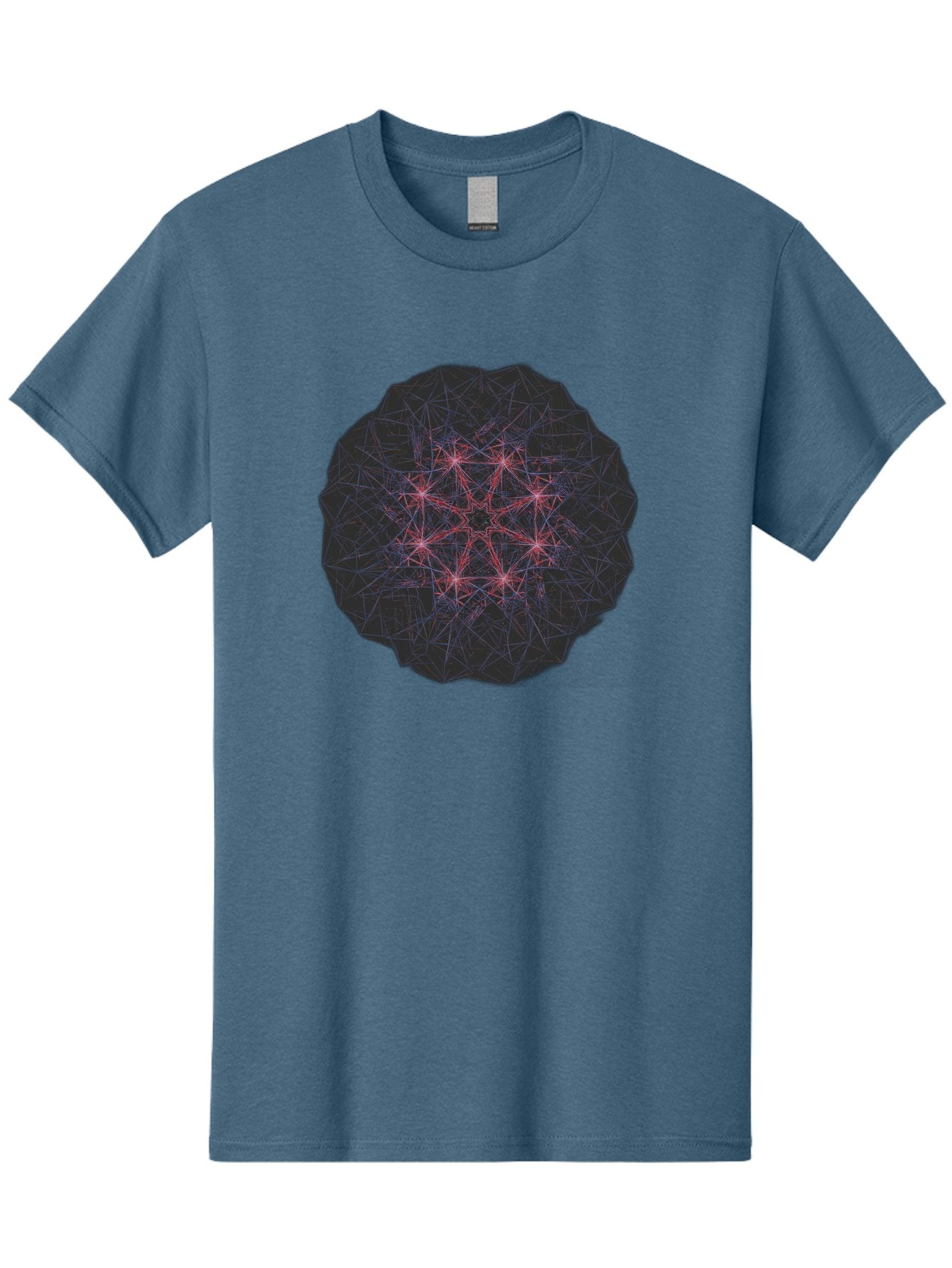Network-Cluster Men'S Graphic Tee, 100% Cotton, Comfortable Casual Summer Wear, Machine Washable, Complex Network, Interconnected Nodes, Red And Blue Lines, Futuristic Design, Abstract Pattern, Web-Like Structure, Technological Innovation, Bad363 11