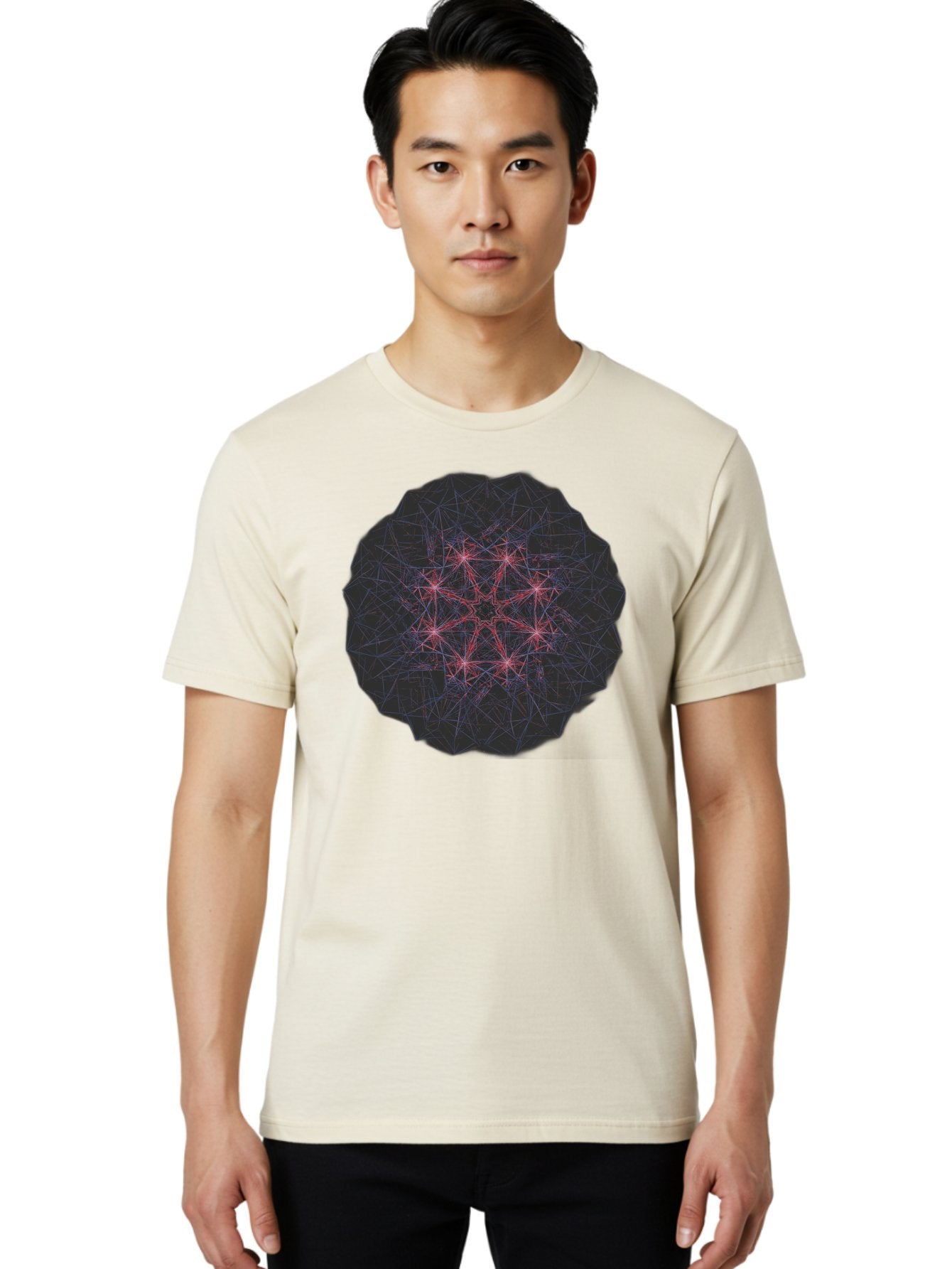 Network-Cluster Men'S Graphic Tee, 100% Cotton, Comfortable Casual Summer Wear, Machine Washable, Complex Network, Interconnected Nodes, Red And Blue Lines, Futuristic Design, Abstract Pattern, Web-Like Structure, Technological Innovation, Bad363 19