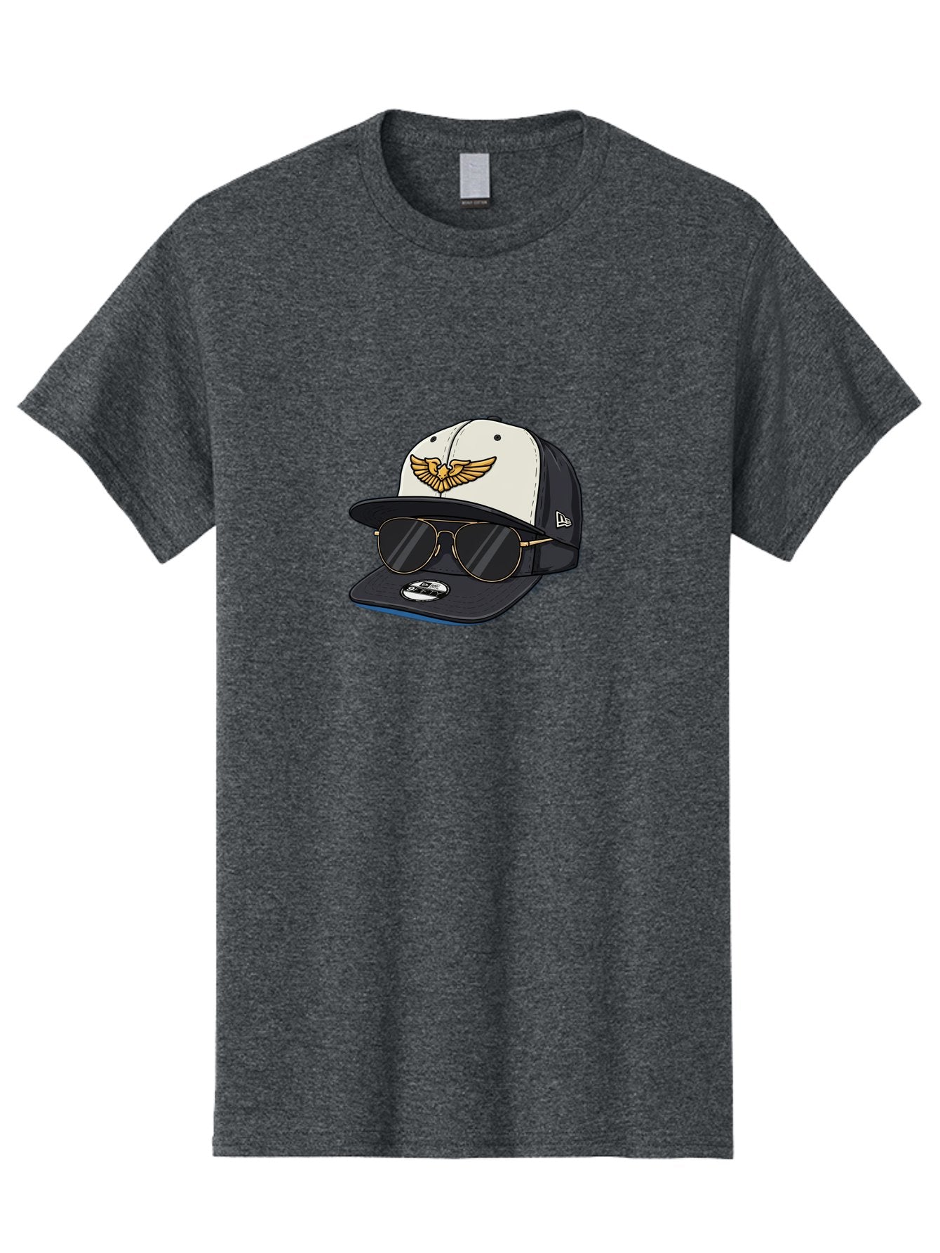 New-Era-Baseball-Cap-1 Men'S Graphic Tee, 100% Cotton, Comfortable Casual Summer Wear, Machine Washable, Baseball Cap, New Era Logo, Gold Eagle Emblem, Sunglasses, Gold Aviators, Stylish Accessories, Fashion Hat, Casual Wear, Streetwear, Bad364 8