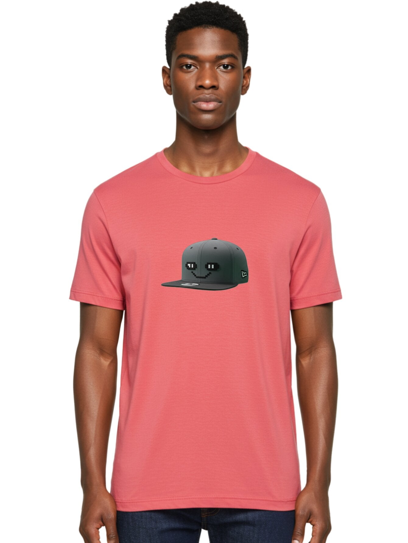 New-Era-Cap-1 Men'S Graphic Tee, 100% Cotton, Comfortable Casual Summer Wear, Machine Washable, Black Snapback Hat, Pac-Man Design, Pixel Art, Gaming Accessory, Streetwear Fashion, Trendy Apparel, Casual Wear, Black Cap Bad366 26