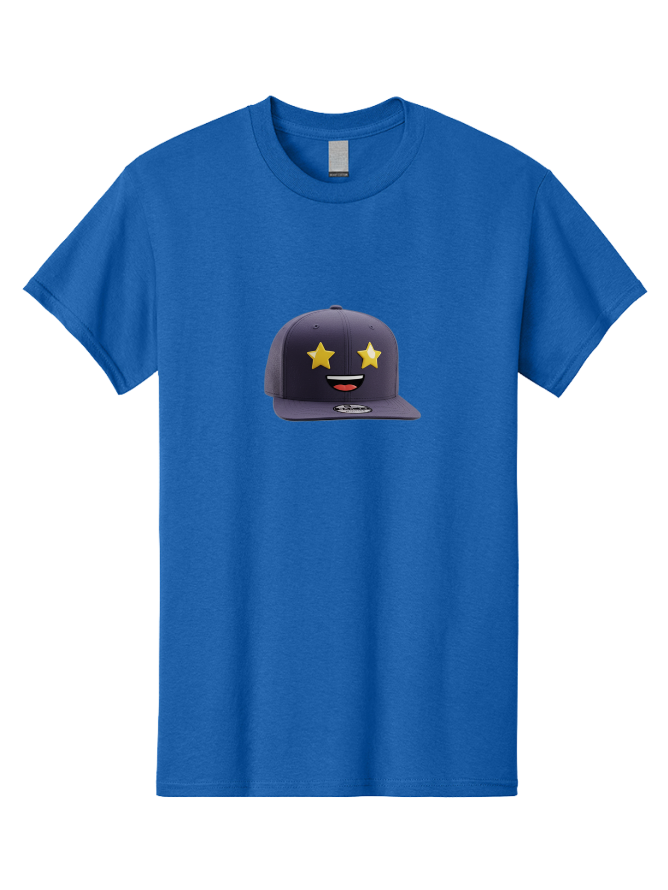 New-Era-Cap Men'S Graphic Tee, 100% Cotton, Comfortable Casual Summer Wear, Machine Washable, Baseball Cap, Emoji Face, Star Eyes, Smiling Mouth, Streetwear Fashion, Casual Style, Sports Headwear, Logo Sticker Bad368