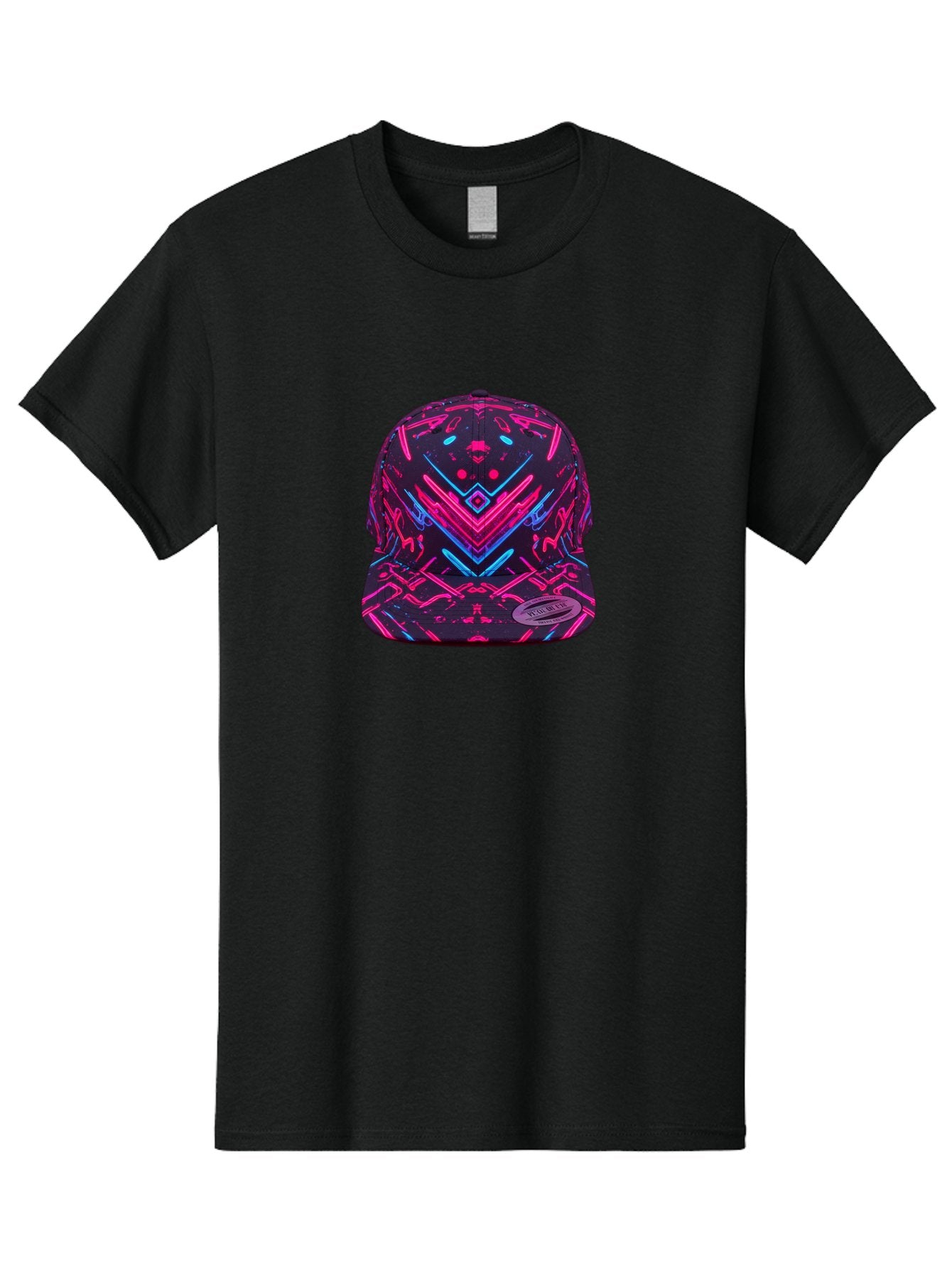 New-Era-Neon-Baseball-Cap Men'S Graphic Tee, 100% Cotton, Comfortable Casual Summer Wear, Machine Washable, Neon Pink And Blue Circuit Pattern, Futuristic Hat, Neon-Lit Design, Trendy Headwear, Streetwear Fashion, Bold Graphics Bad369 8