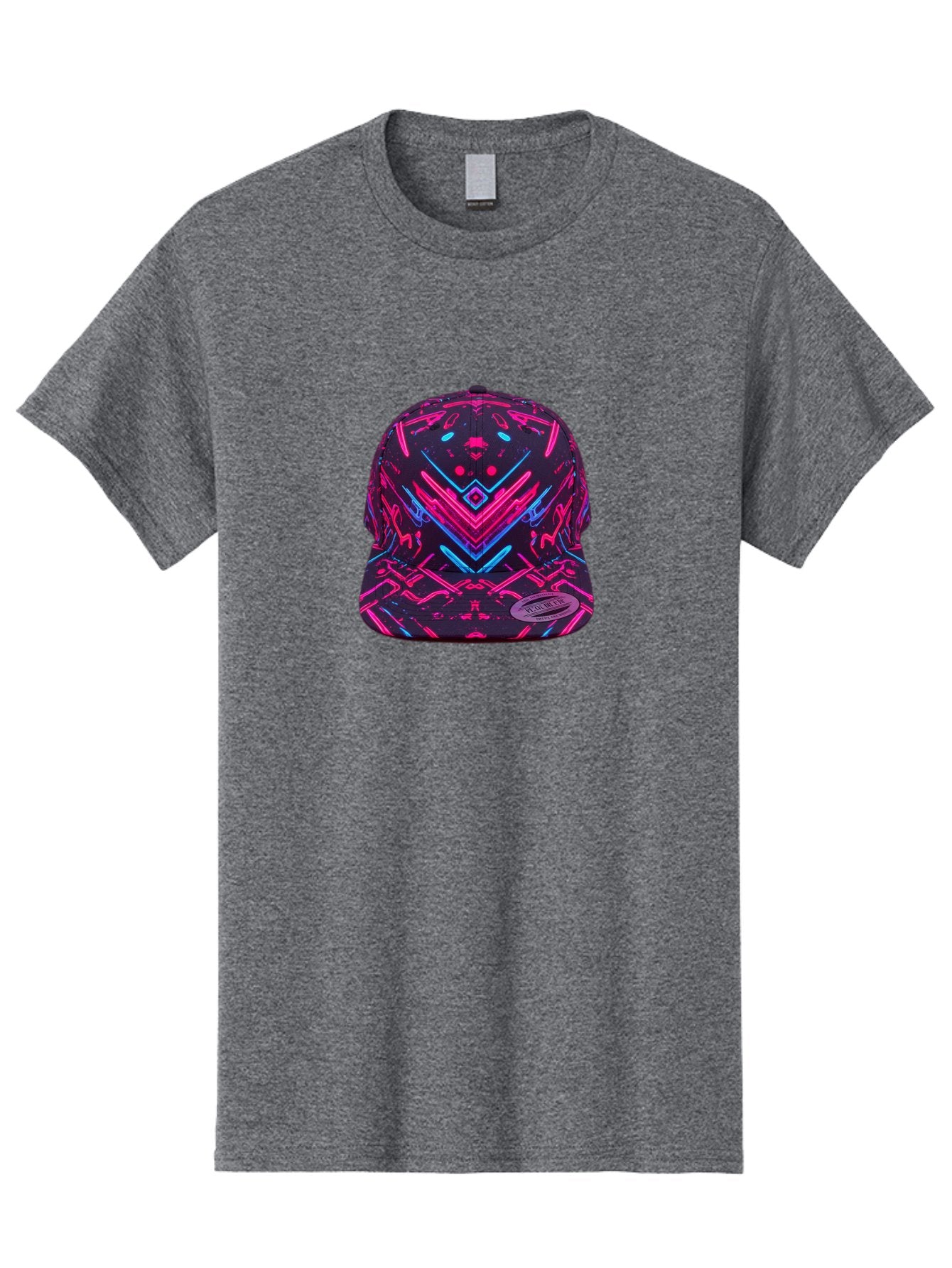 New-Era-Neon-Baseball-Cap Men'S Graphic Tee, 100% Cotton, Comfortable Casual Summer Wear, Machine Washable, Neon Pink And Blue Circuit Pattern, Futuristic Hat, Neon-Lit Design, Trendy Headwear, Streetwear Fashion, Bold Graphics Bad369 9