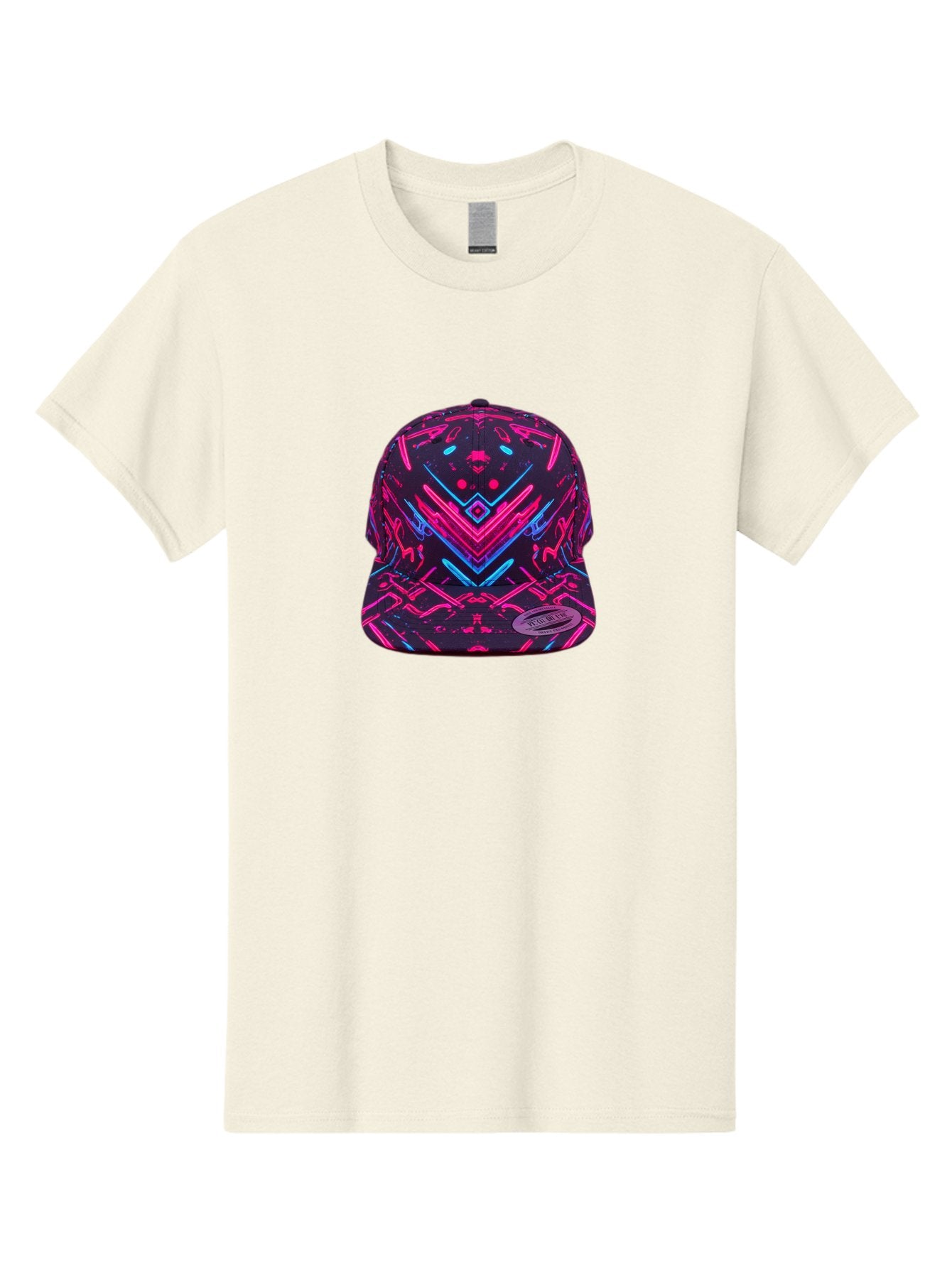 New-Era-Neon-Baseball-Cap Men'S Graphic Tee, 100% Cotton, Comfortable Casual Summer Wear, Machine Washable, Neon Pink And Blue Circuit Pattern, Futuristic Hat, Neon-Lit Design, Trendy Headwear, Streetwear Fashion, Bold Graphics Bad369