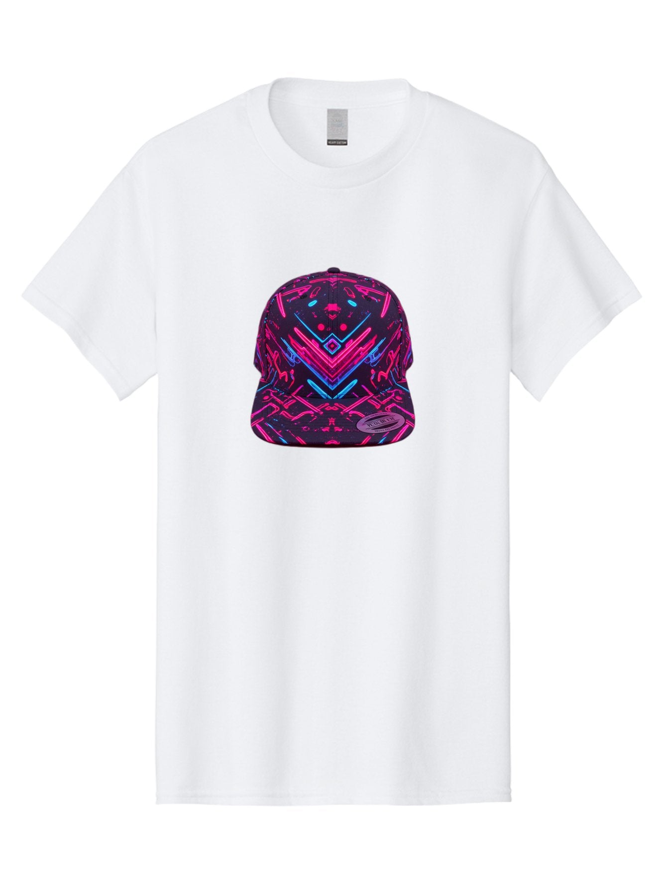 New-Era-Neon-Baseball-Cap Men'S Graphic Tee, 100% Cotton, Comfortable Casual Summer Wear, Machine Washable, Neon Pink And Blue Circuit Pattern, Futuristic Hat, Neon-Lit Design, Trendy Headwear, Streetwear Fashion, Bold Graphics Bad369 7