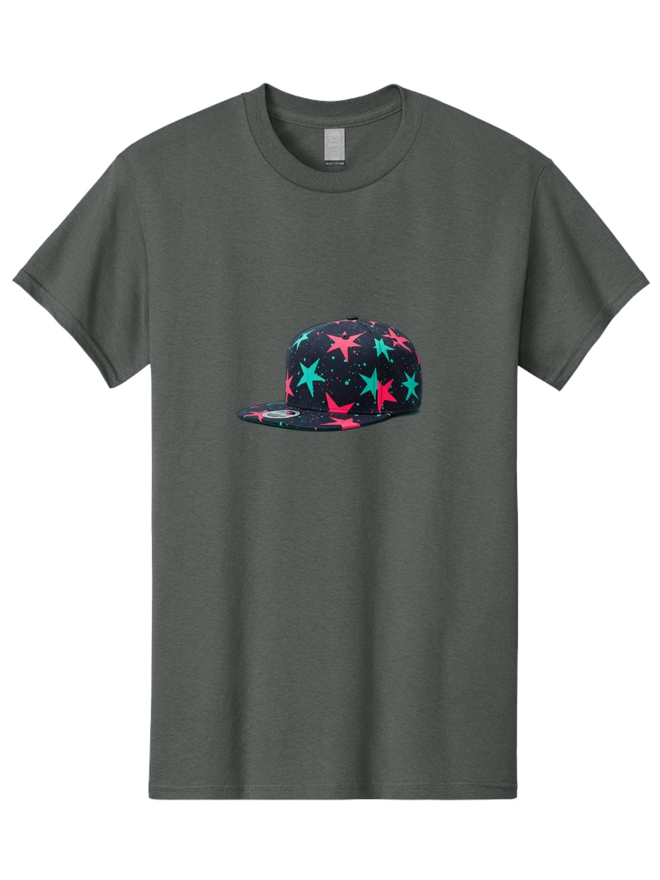 New-Era-Star-Snapback Men'S Graphic Tee, 100% Cotton, Comfortable Casual Summer Wear, Machine Washable, Baseball Cap, Snapback Hat, Star Pattern, Neon Colors, Pink Stars, Blue Stars, New Era Logo, Streetwear Fashion, Trendy Accessories, Bad371 10