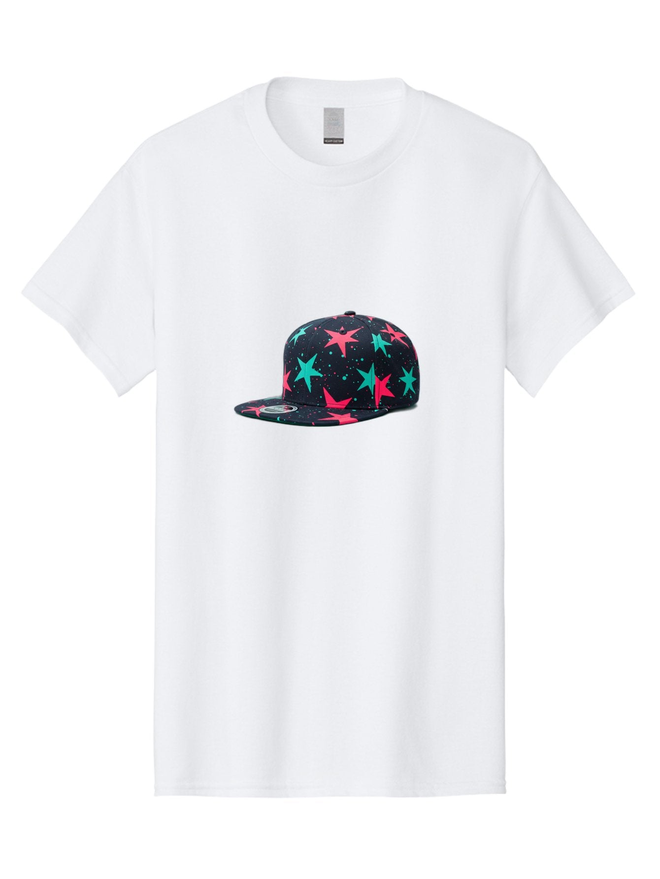 New-Era-Star-Snapback Men'S Graphic Tee, 100% Cotton, Comfortable Casual Summer Wear, Machine Washable, Baseball Cap, Snapback Hat, Star Pattern, Neon Colors, Pink Stars, Blue Stars, New Era Logo, Streetwear Fashion, Trendy Accessories, Bad371 12