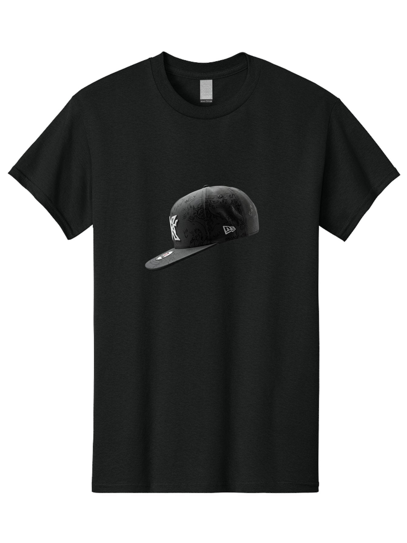 New-York-Yankees-Baseball-Cap Men'S Graphic Tee, 100% Cotton, Comfortable Casual Summer Wear, Machine Washable, New York Yankees Baseball Cap, Black Cap With White Logo, New Era Cap, Baseball Hat, Sports Fashion, Ny Logo, Mlb Merchandise, Bad372