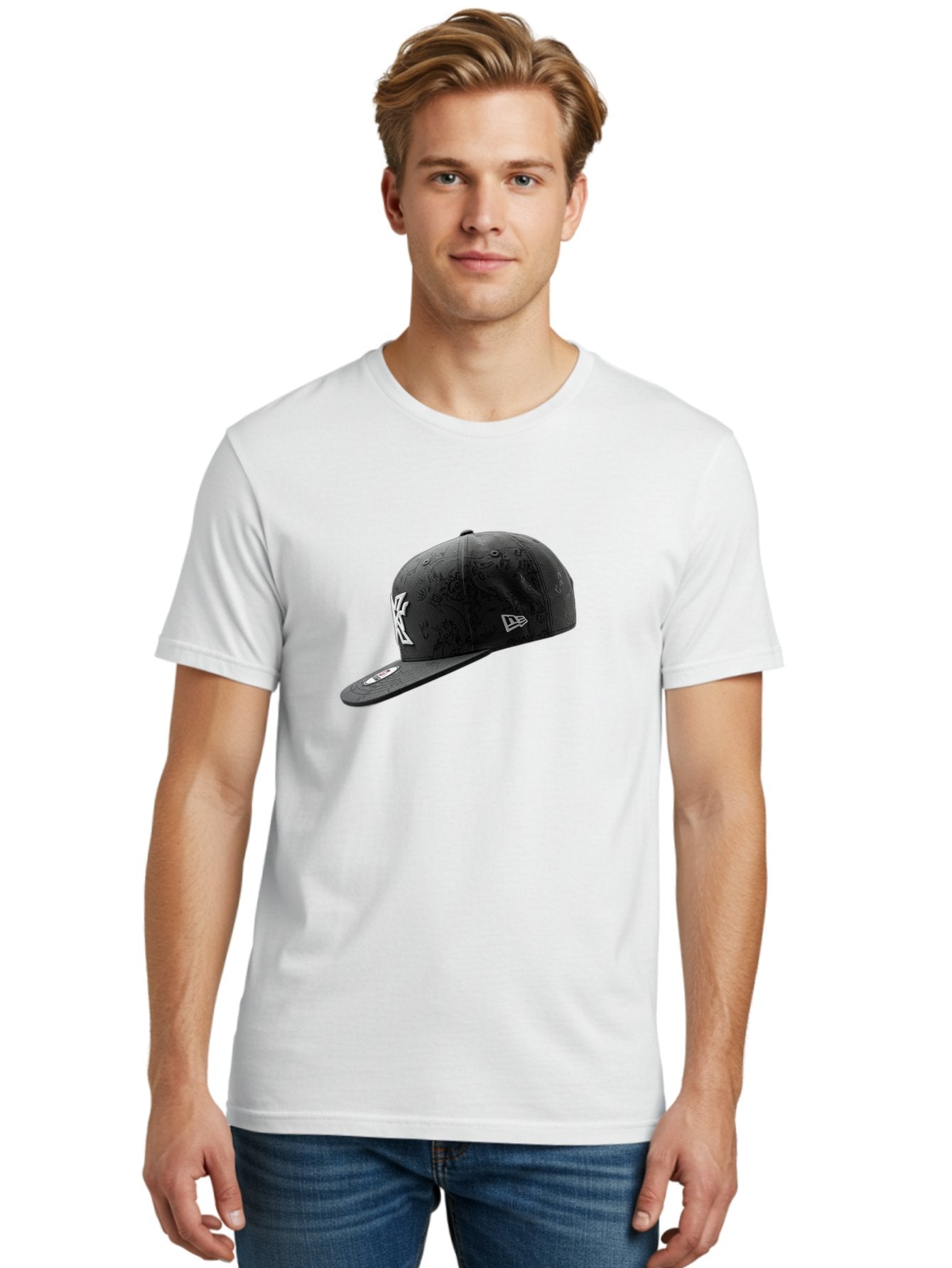 New-York-Yankees-Baseball-Cap Men'S Graphic Tee, 100% Cotton, Comfortable Casual Summer Wear, Machine Washable, New York Yankees Baseball Cap, Black Cap With White Logo, New Era Cap, Baseball Hat, Sports Fashion, Ny Logo, Mlb Merchandise, Bad372 25