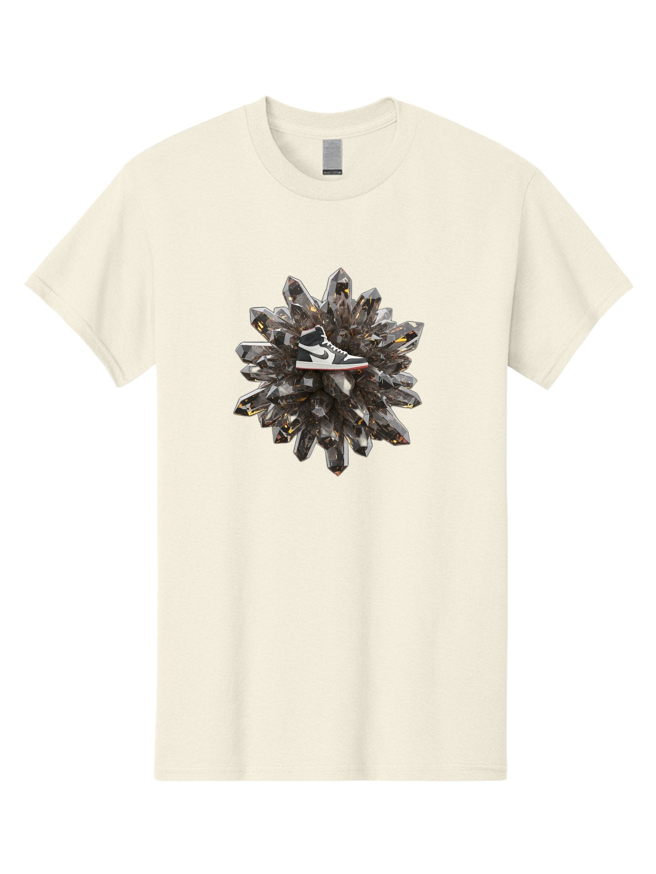 Nike-Air-Jordan-1 Men'S Graphic Tee, 100% Cotton, Comfortable Casual Summer Wear, Machine Washable, Nike Air Jordan 1 Sneakers, Black And White Shoes, Green Swoosh, Red Sole, Luxury Footwear, Crystal Cluster, Sleek Design, High-Top Sneakers Bad374 7