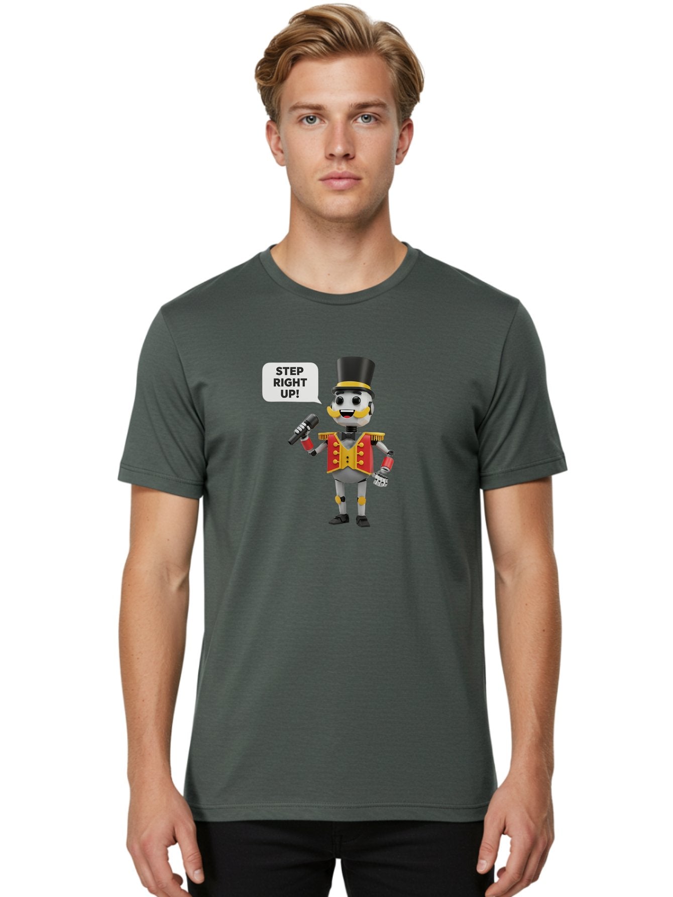 Nutcracker-Robot Men'S Graphic Tee, 100% Cotton, Comfortable Casual Summer Wear, Machine Washable, Nutcracker Robot, Mechanical Nutcracker, Robot Character, Step Right Up, Circus Ringmaster, Vintage Nutcracker, Steampunk Robot, Robotic Figure, Bad378 22