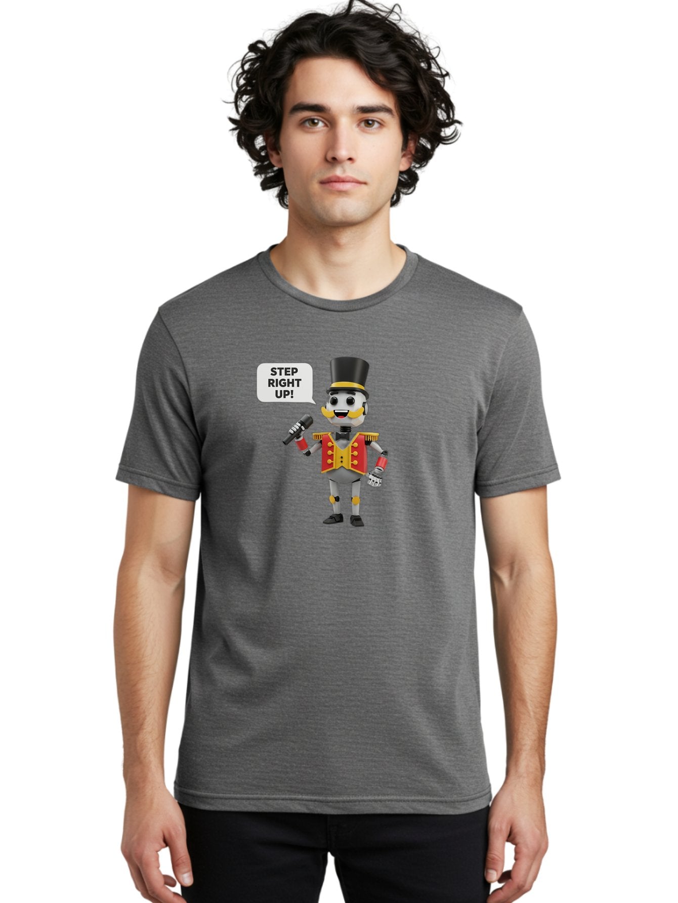 Nutcracker-Robot Men'S Graphic Tee, 100% Cotton, Comfortable Casual Summer Wear, Machine Washable, Nutcracker Robot, Mechanical Nutcracker, Robot Character, Step Right Up, Circus Ringmaster, Vintage Nutcracker, Steampunk Robot, Robotic Figure, Bad378 17