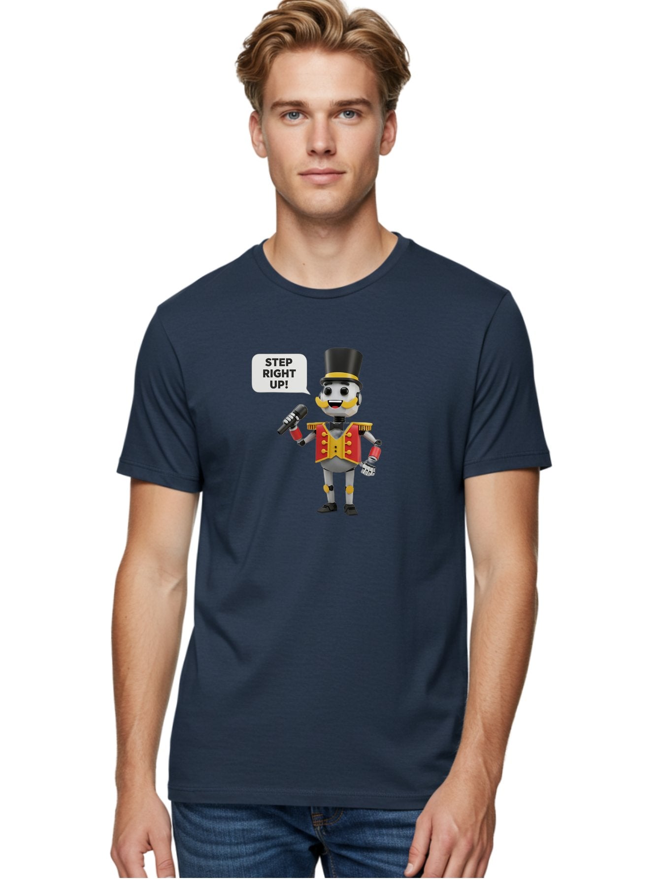 Nutcracker-Robot Men'S Graphic Tee, 100% Cotton, Comfortable Casual Summer Wear, Machine Washable, Nutcracker Robot, Mechanical Nutcracker, Robot Character, Step Right Up, Circus Ringmaster, Vintage Nutcracker, Steampunk Robot, Robotic Figure, Bad378 30