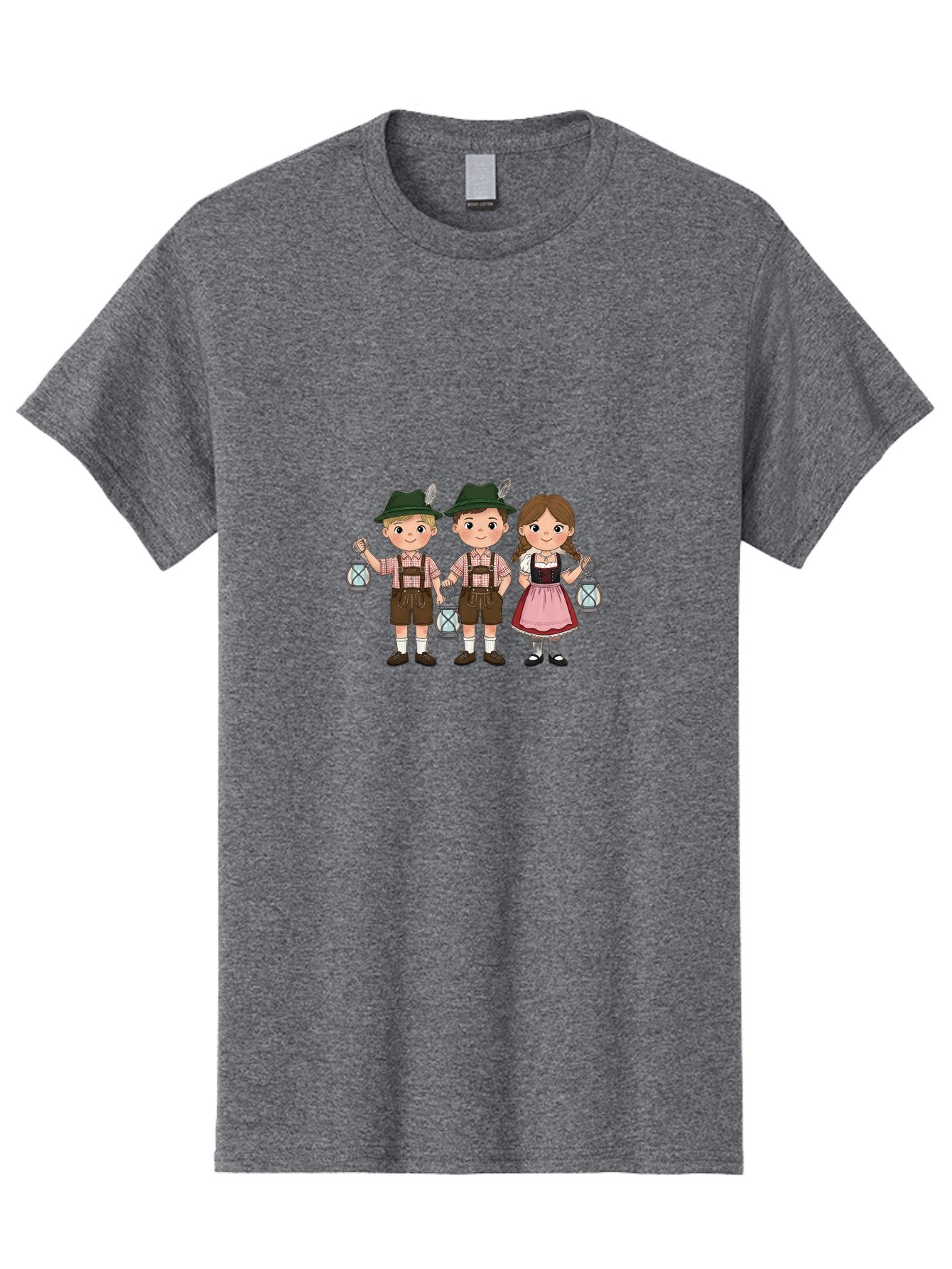 Oktoberfest-Children Men'S Graphic Tee, 100% Cotton, Comfortable Casual Summer Wear, Machine Washable, Children In Traditional Bavarian Attire, Lederhosen, Dirndl Dress, Festive Clothing, Holding Lanterns, Oktoberfest Celebration, Bad380 12