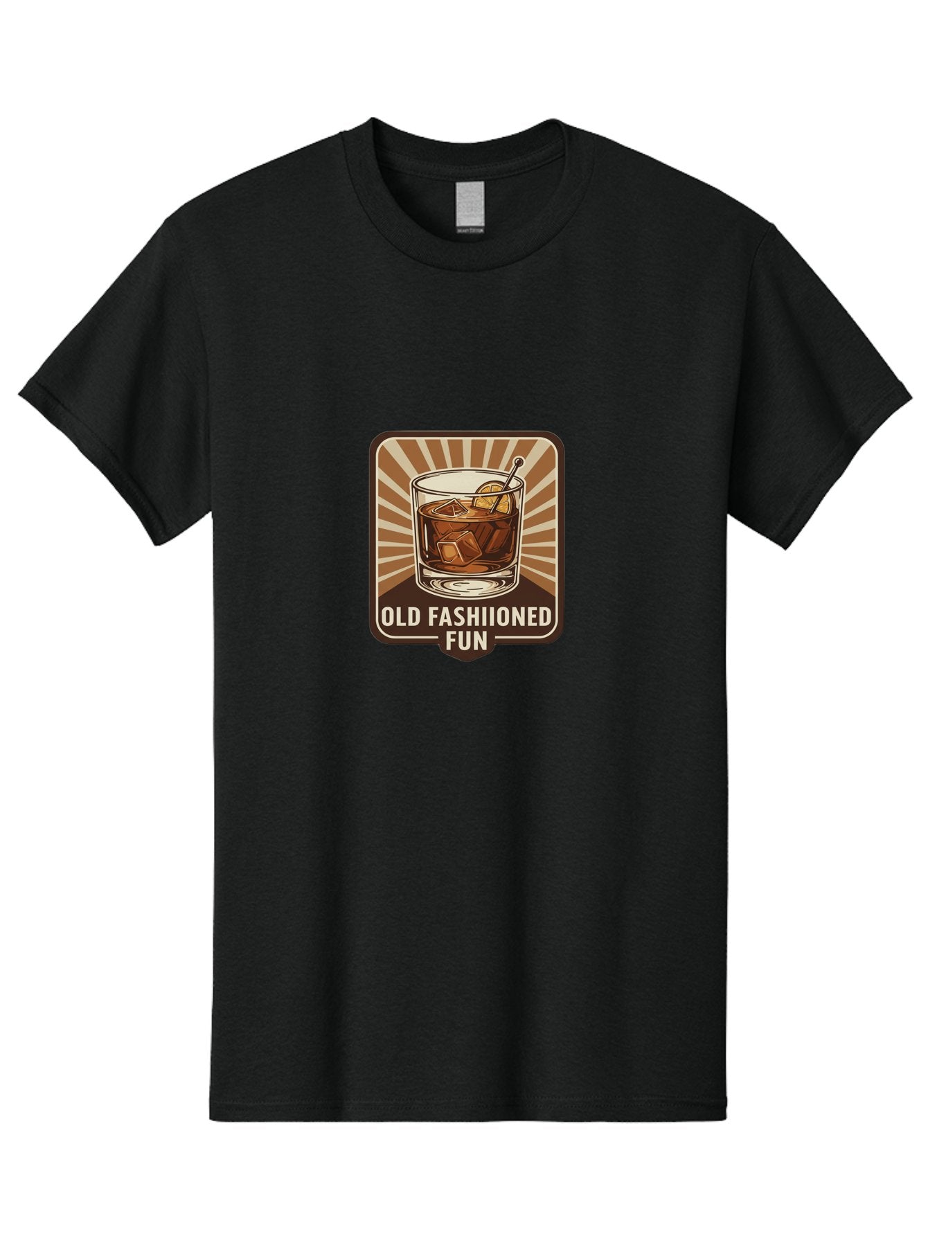 Old-Fashiioned-Fun Men'S Graphic Tee, 100% Cotton, Comfortable Casual Summer Wear, Machine Washable, Cocktail Illustration, Old Fashioned Drink, Whiskey On The Rocks, Retro Style, Classic Cocktail, Fun Times, Brown And White Theme, Bad381 14