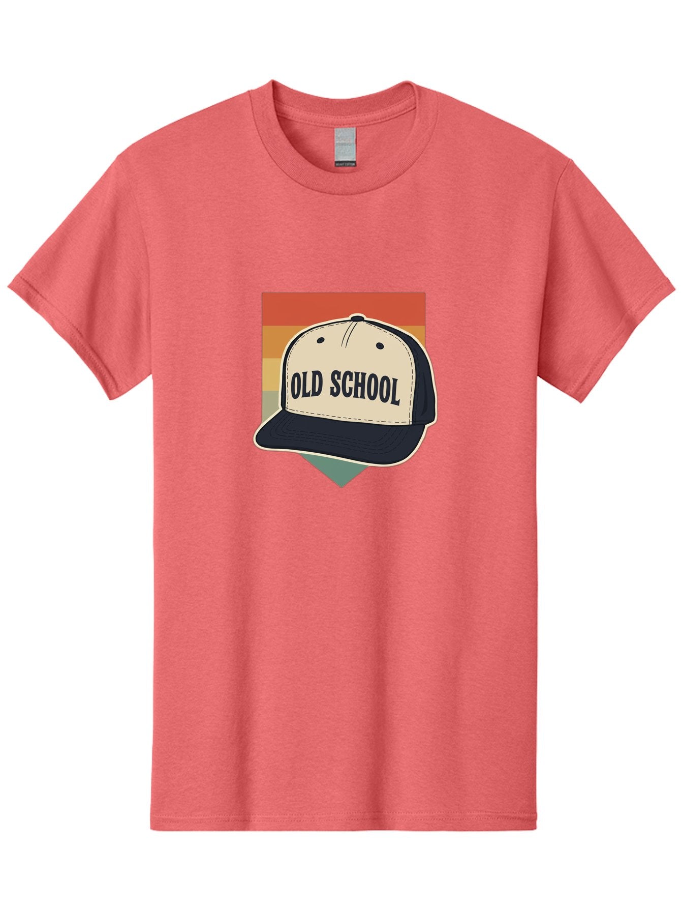 Old-School Men'S Graphic Tee, 100% Cotton, Comfortable Casual Summer Wear, Machine Washable, Classic Baseball Cap, Old School Hat, Vintage Style, Retro Fashion, Nostalgic Clothing, Casual Wear, Trucker Hat, Simple Design, Bold Text, Bad382